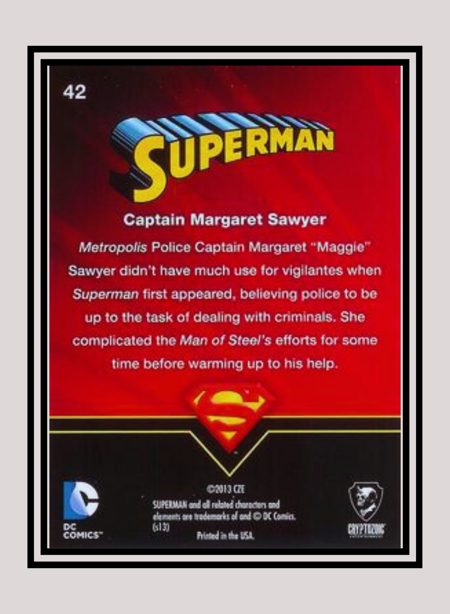 DC! 1x Captain Margaret Sawyer - Base (#42 - 2013 Cryptozoic DC Superman)