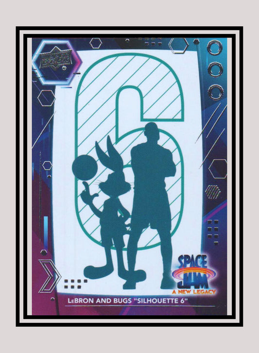 1x LeBron and Bugs "Silhouette 6" - Base/Blue Parallel (#44 - 2021 Upper Deck Space Jam: A New Legacy)