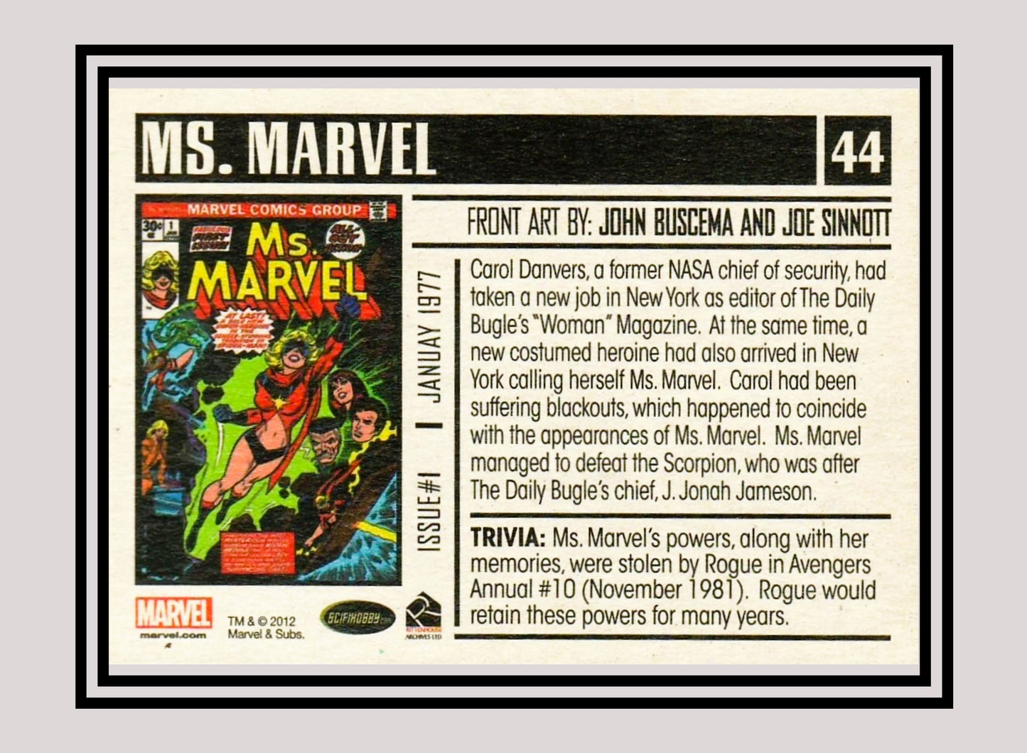 Marvel! 1x Ms. Marvel #1 - Base (#44 - 2012 Rittenhouse Marvel Bronze Age)