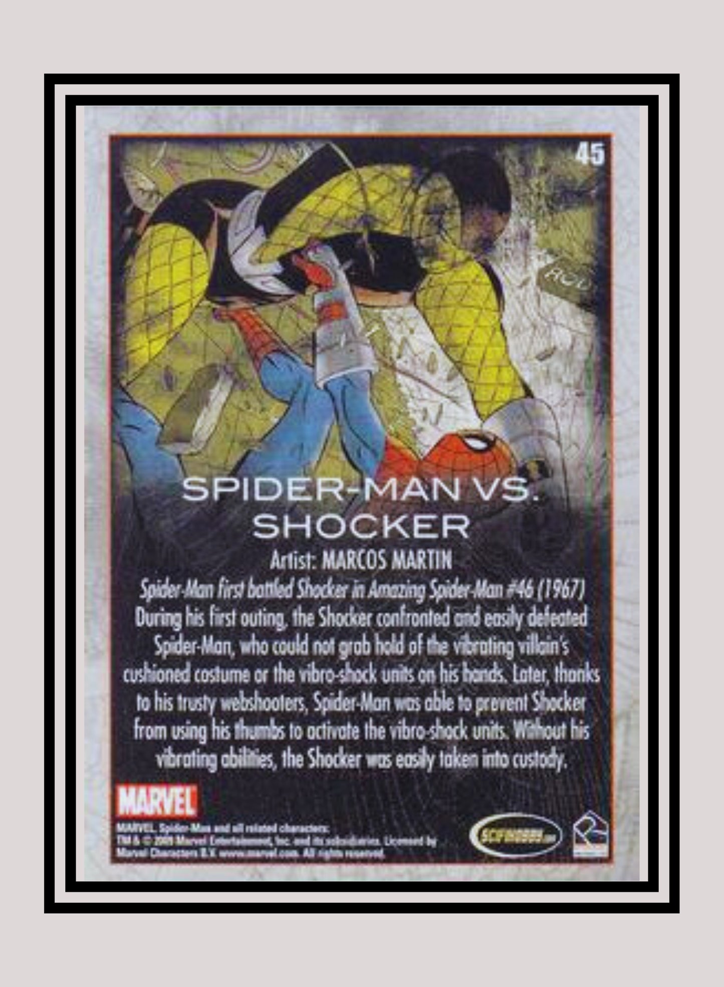 Marvel! 1x Spider-Man vs. Shocker - Base (#45 - 2009 Rittenhouse Spiderman Archives)