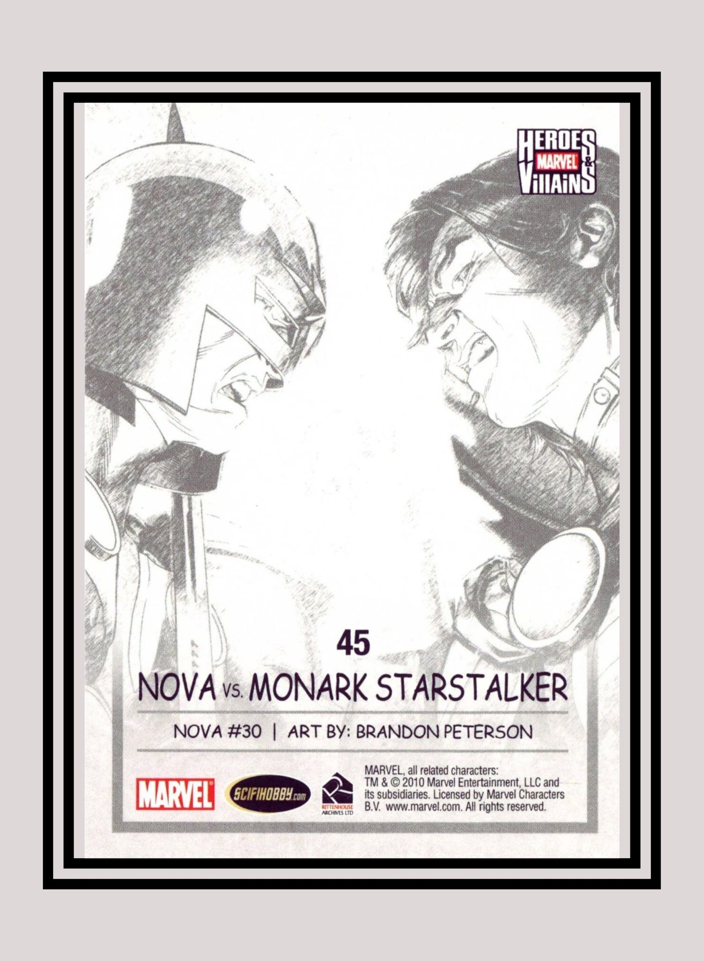 Marvel! 1x Nova vs. Monark Starstalker - Base (#45 - 2010 Rittenhouse Marvel Heroes & Villains)