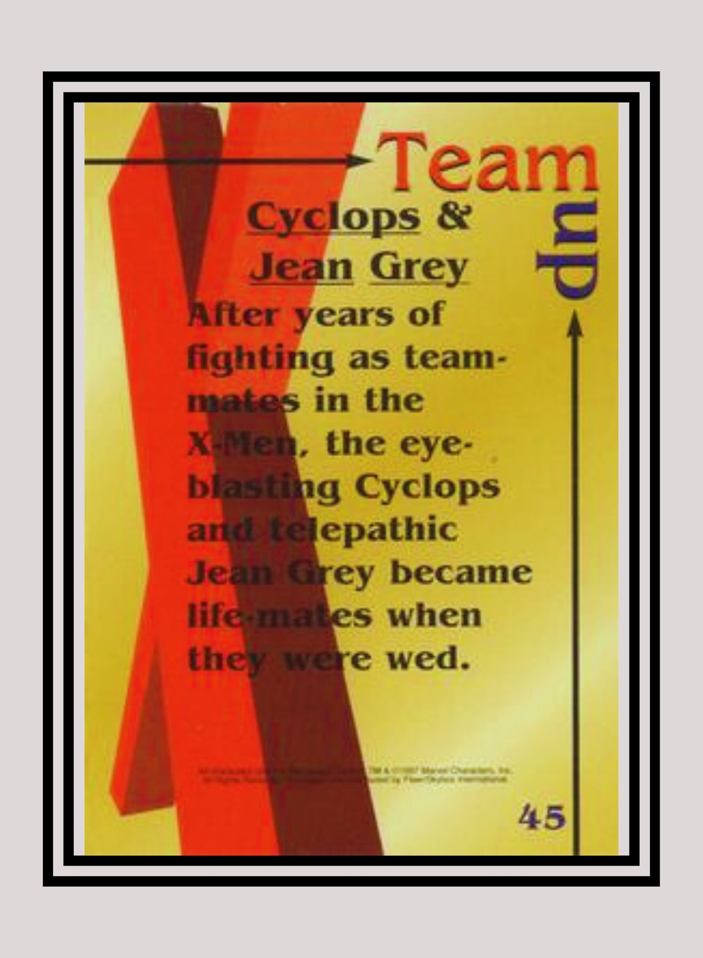 Marvel! 1x Cyclops & Jean Grey - Base (#45 - 1997 Fleer X-Men International)