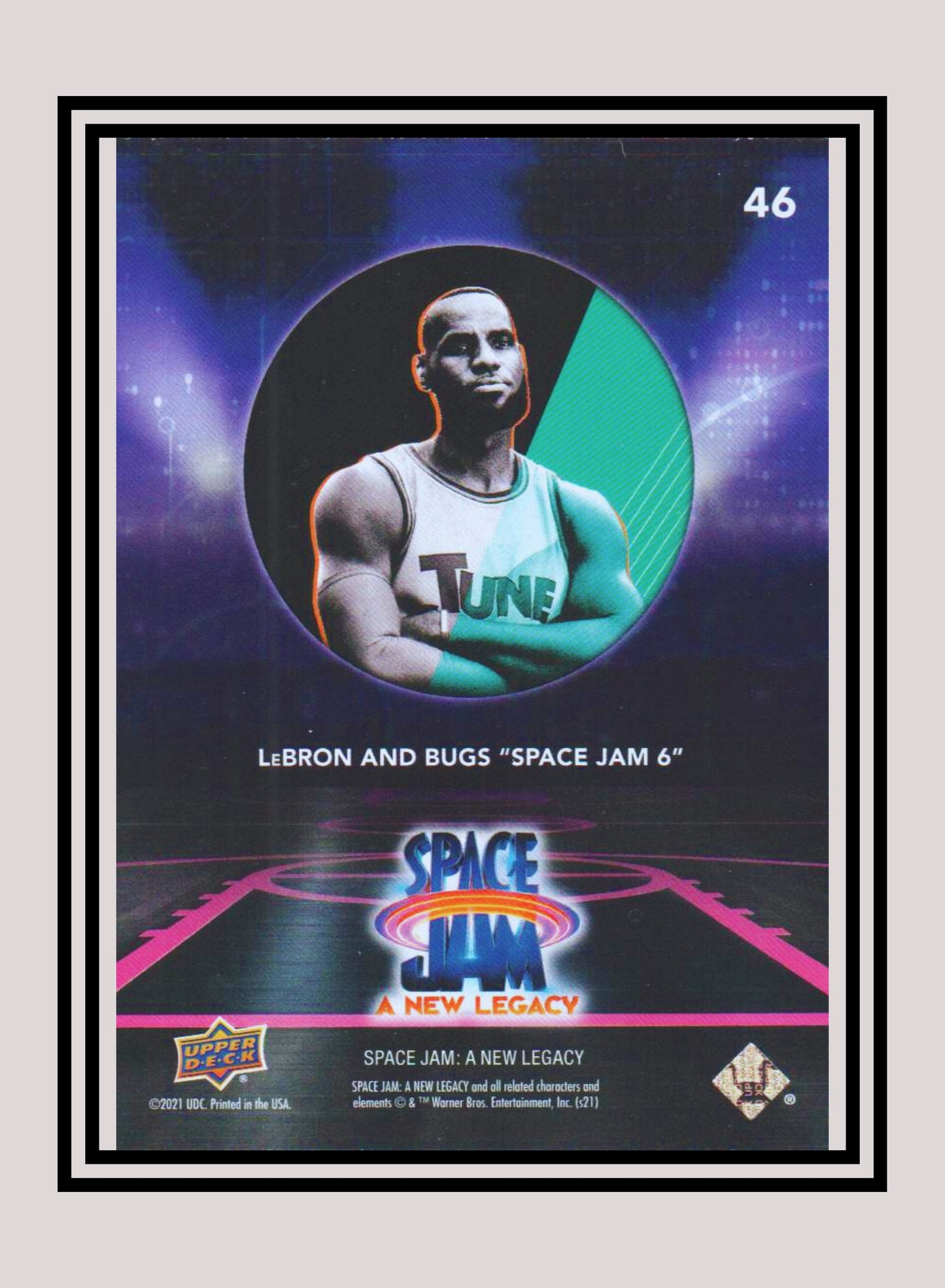 1x LeBron and Bugs "Space Jam 6" - Base/Blue Parallel (#46 - 2021 Upper Deck Space Jam: A New Legacy)