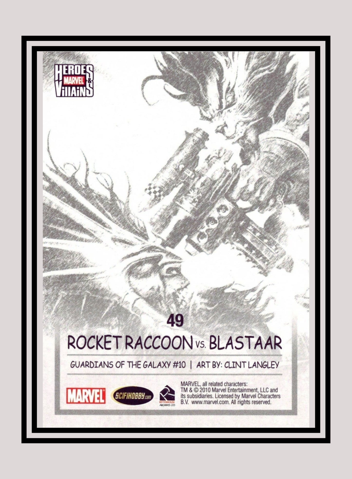 Marvel! 1x Rocket Raccoon vs. Blastaar - Base (#49 - 2010 Rittenhouse Marvel Heroes & Villains)