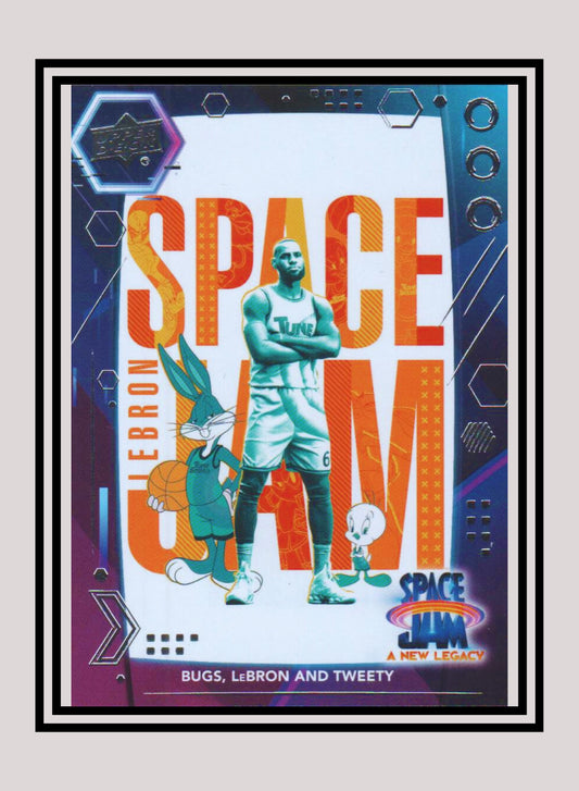 1x Bugs, LeBron and Tweety - Base/Blue Parallel (#50 - 2021 Upper Deck Space Jam: A New Legacy)