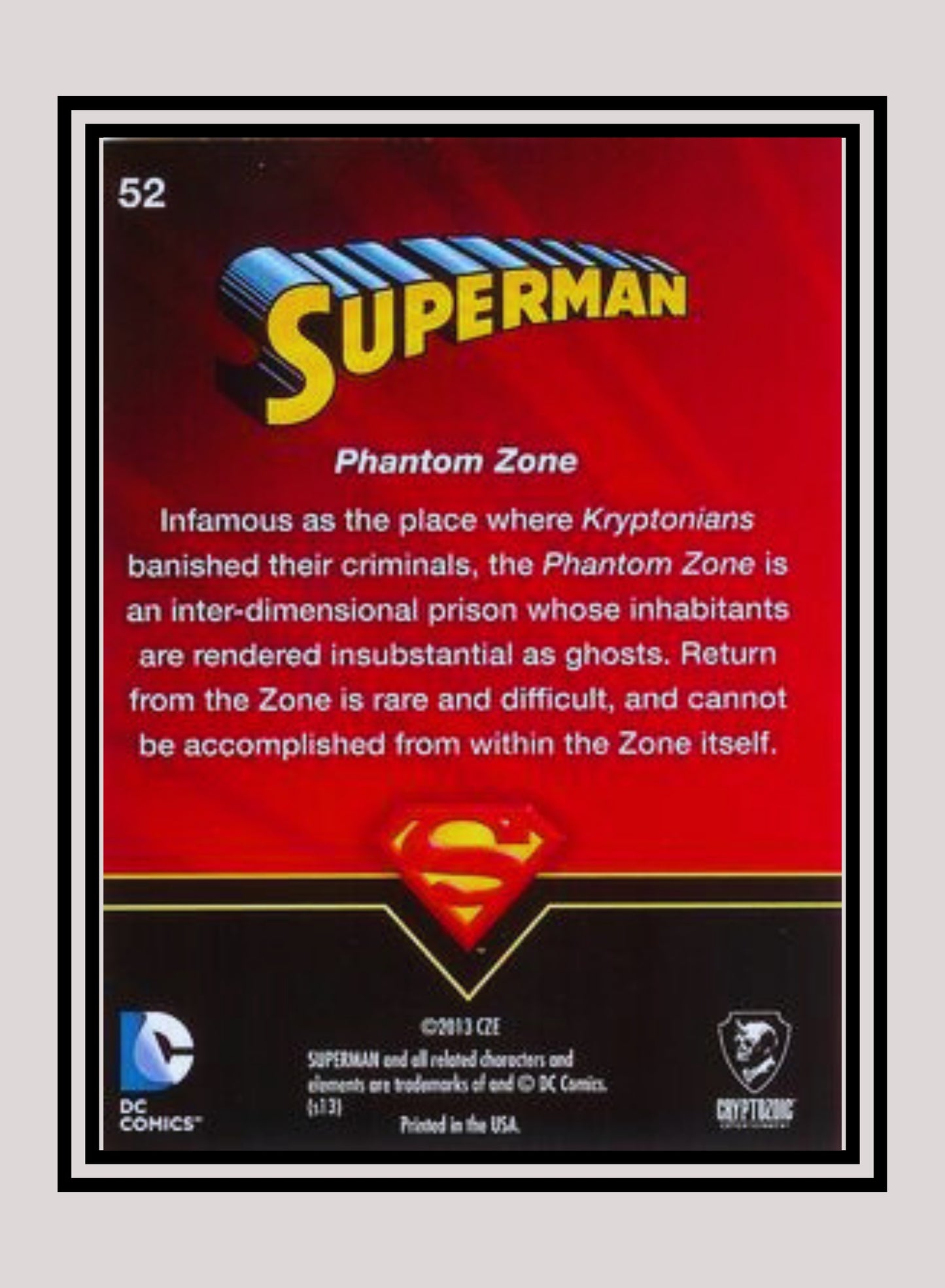 DC! 1x Phantom Zone - Base (#52 - 2013 Cryptozoic DC Superman)