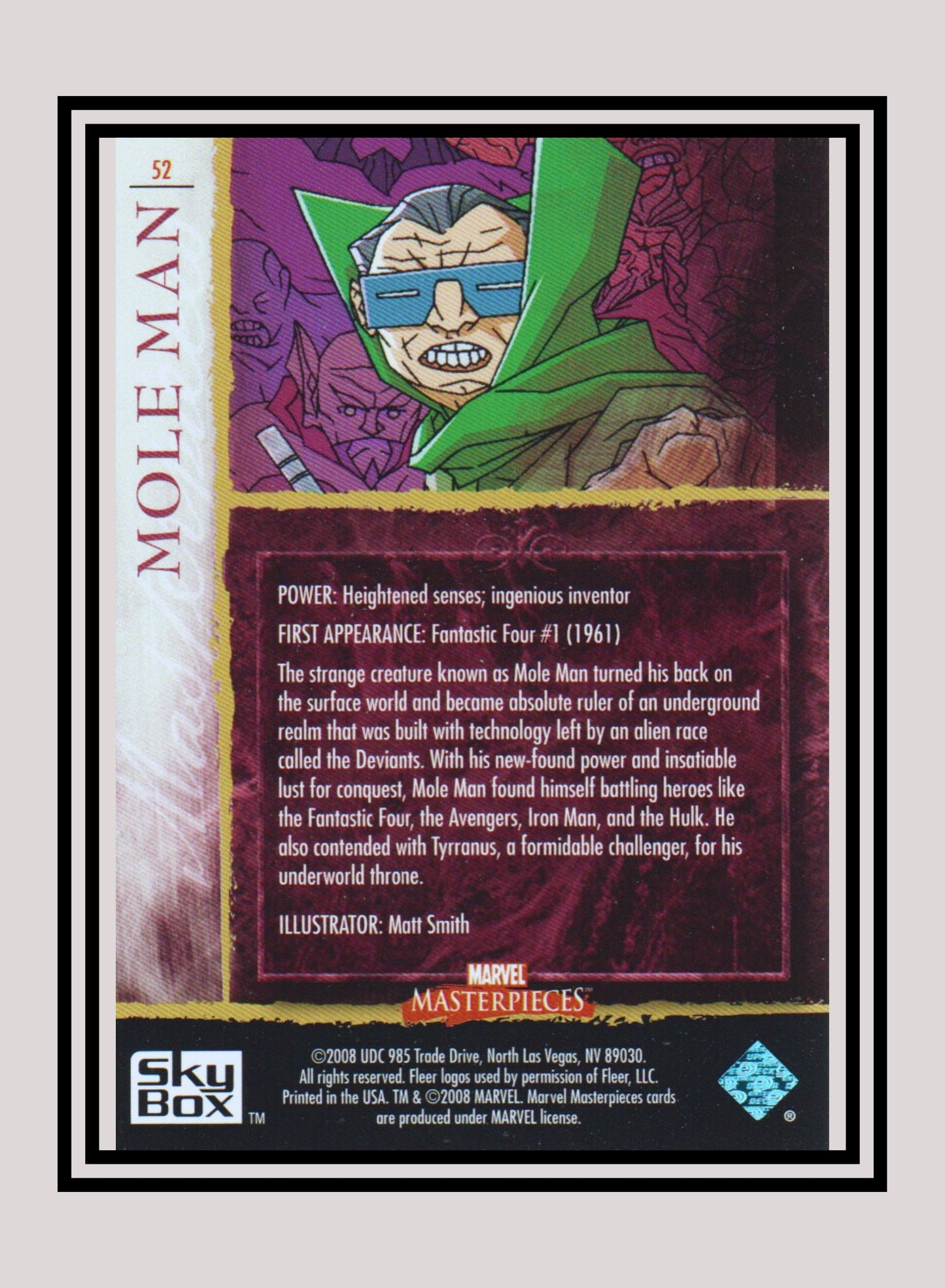 Marvel! 1x Mole Man - Base (#52 - 2008 Upper Deck Marvel Masterpieces Series 2)