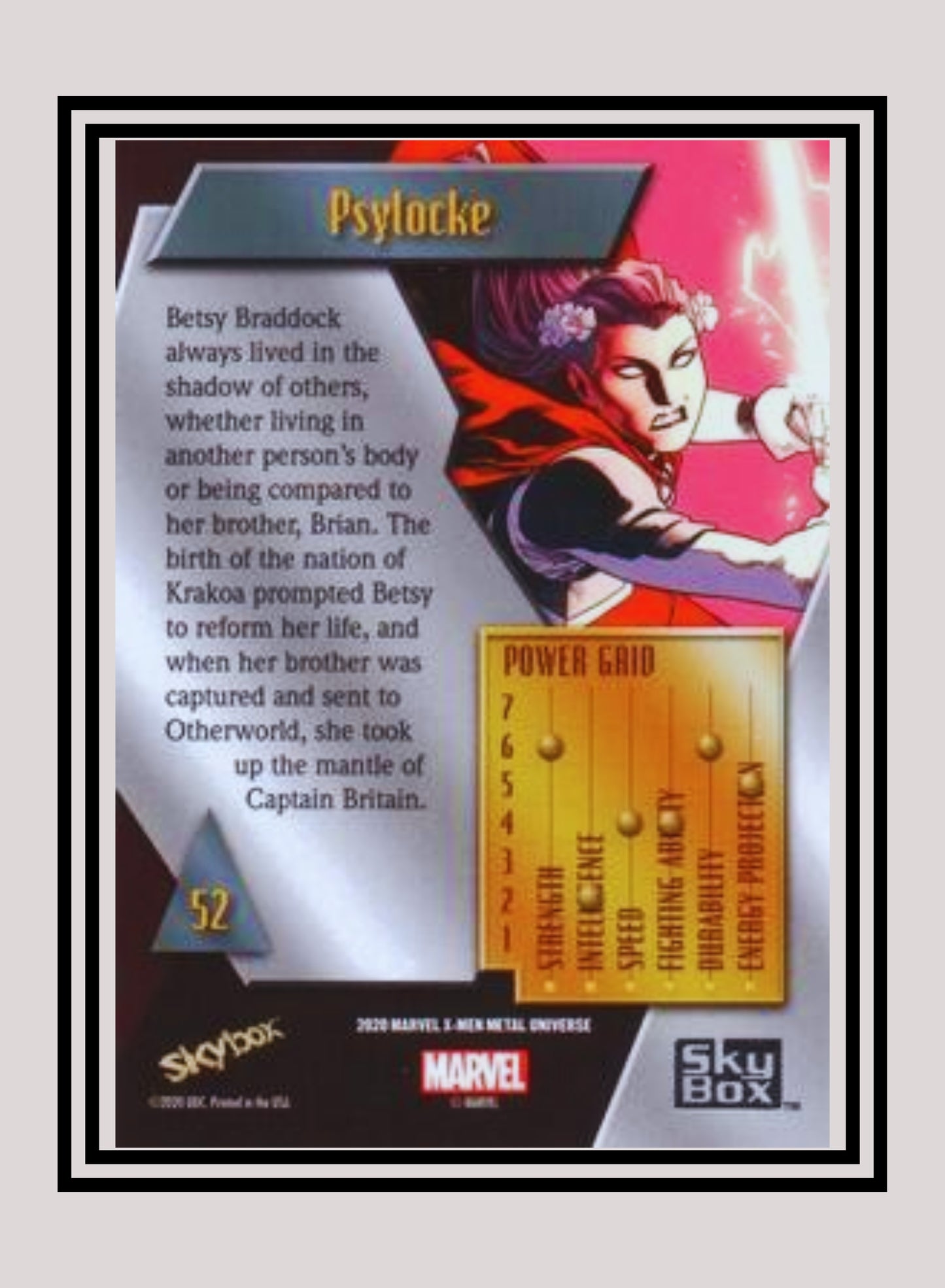 Marvel! 1x Psylocke - Base Low Series (#052 - 2021 Upper Deck X-Men Metal Universe)