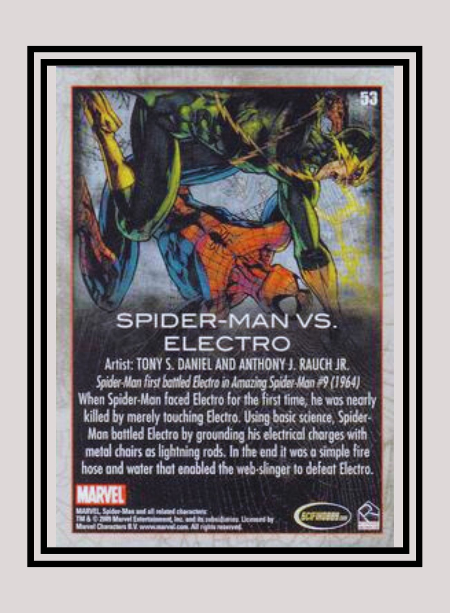 Marvel! 1x Spider-Man vs. Electro - Base (#53 - 2009 Rittenhouse Spiderman Archives)