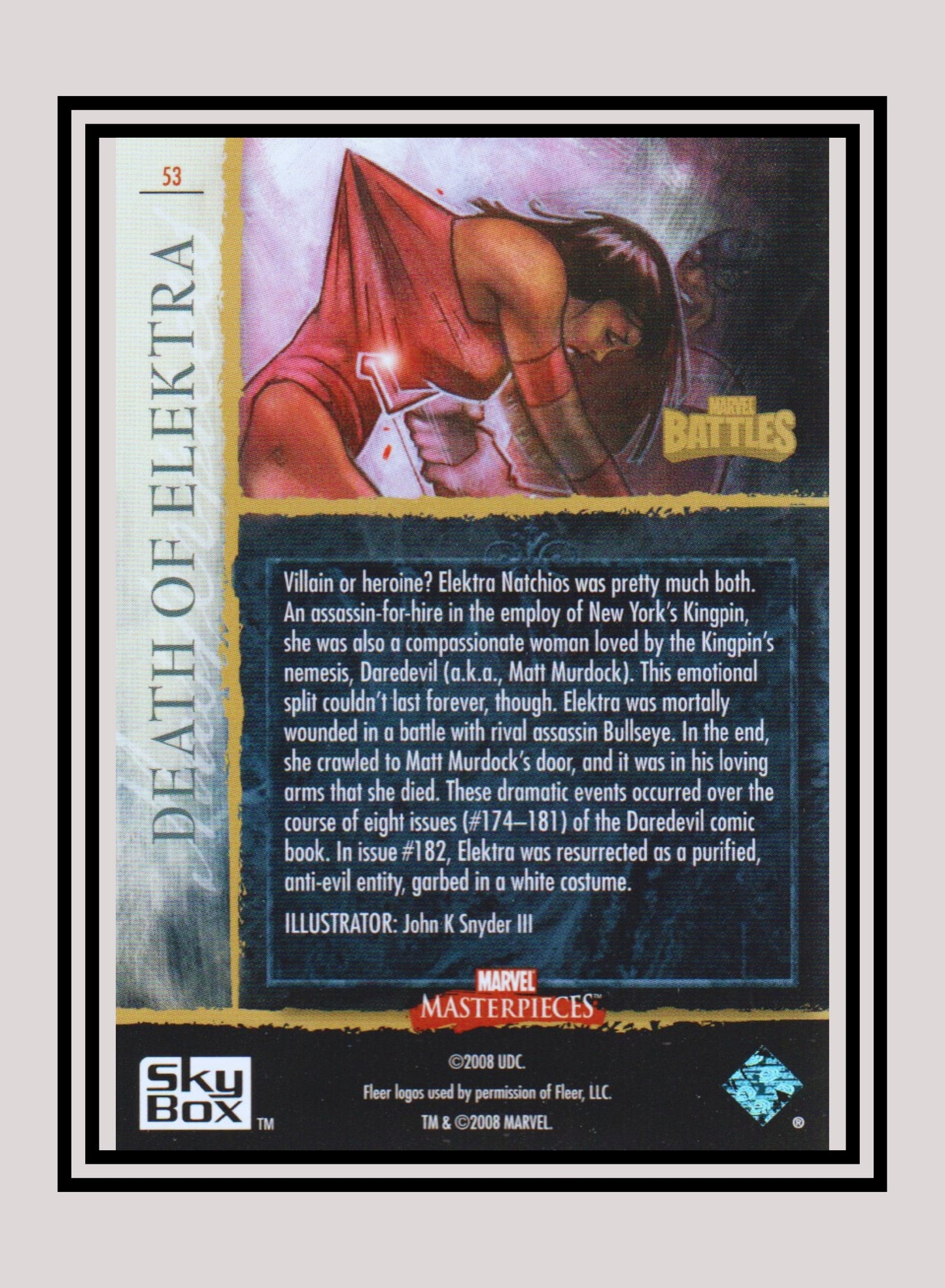Marvel! 1x Death of Elektra - Base (#53 - 2008 Upper Deck Marvel Masterpieces Series 3)