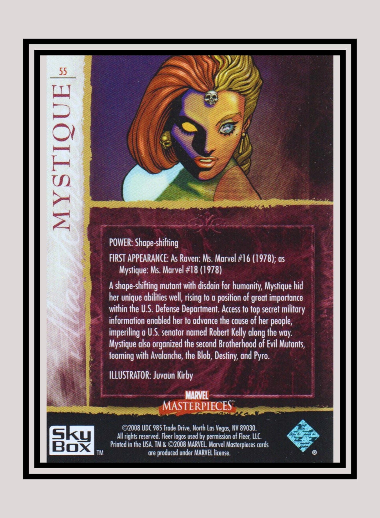 Marvel! 1x Mystique - Base (#55 - 2008 Upper Deck Marvel Masterpieces Series 2)