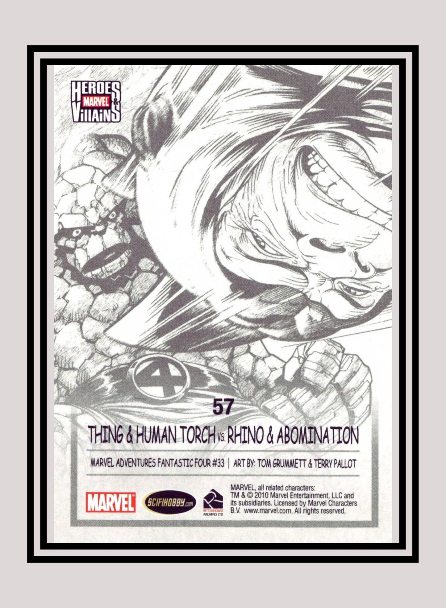 Marvel! 1x Thing & Human Torch vs. Rhino & Abomination - Base (#57 - 2010 Rittenhouse Marvel Heroes & Villains)