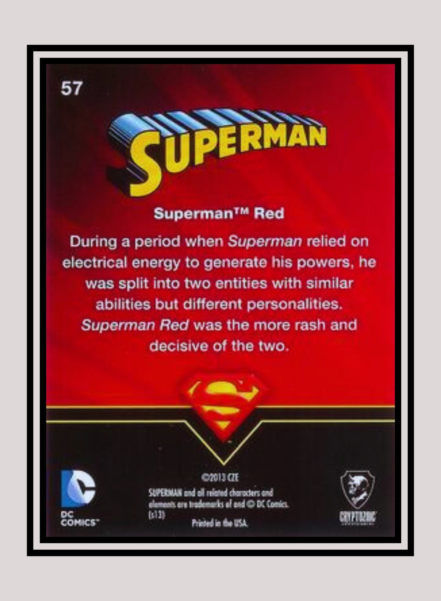 DC! 1x Superman Red - Base (#57 - 2013 Cryptozoic DC Superman)