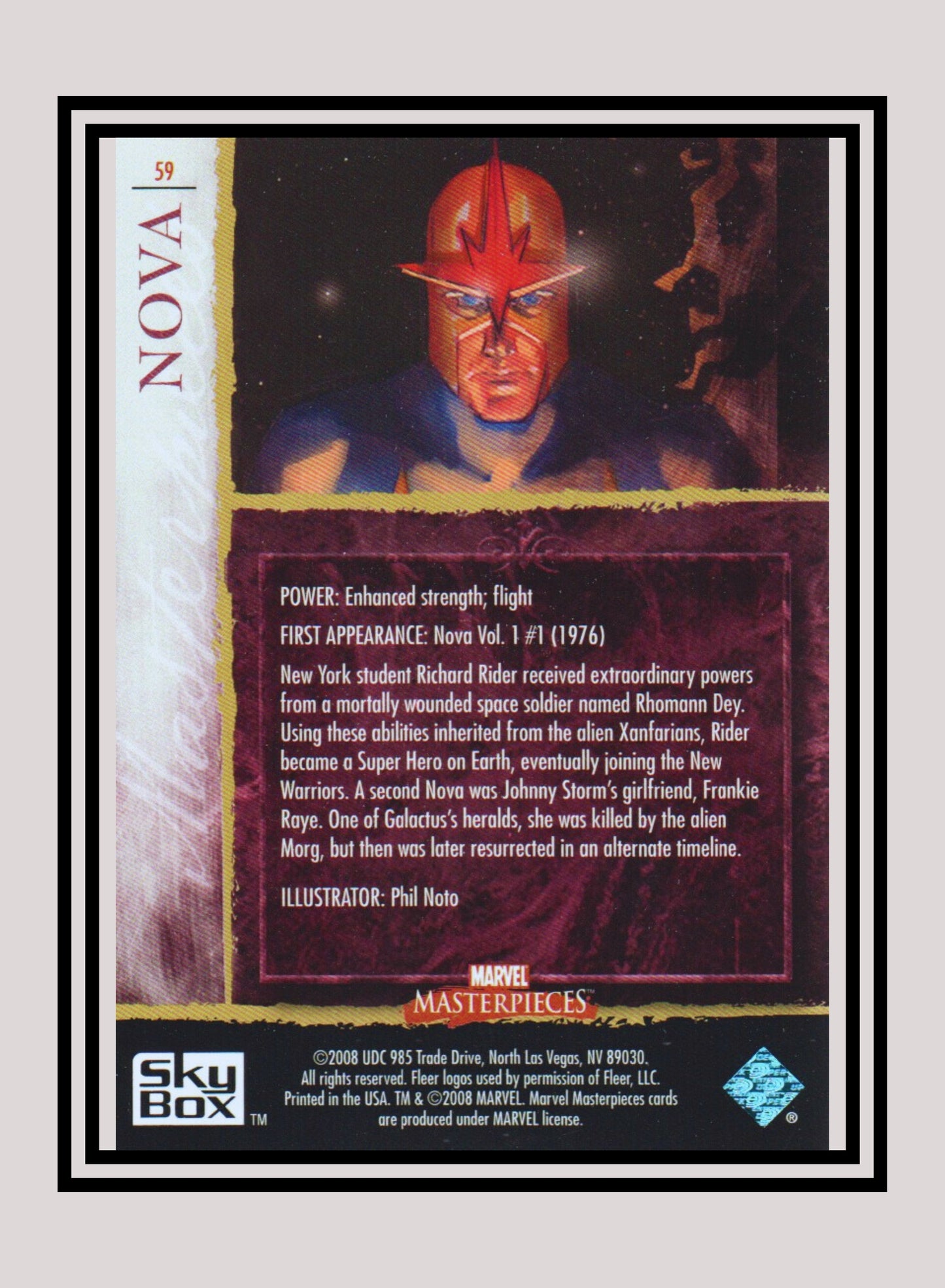 Marvel! 1x Nova - Base (#59 - 2008 Upper Deck Marvel Masterpieces Series 2)