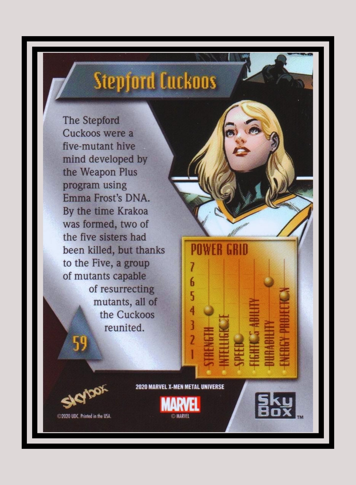 Marvel! 1x Stepford Cuckoos - Base Low Series (#059 - 2021 Upper Deck X-Men Metal Universe)