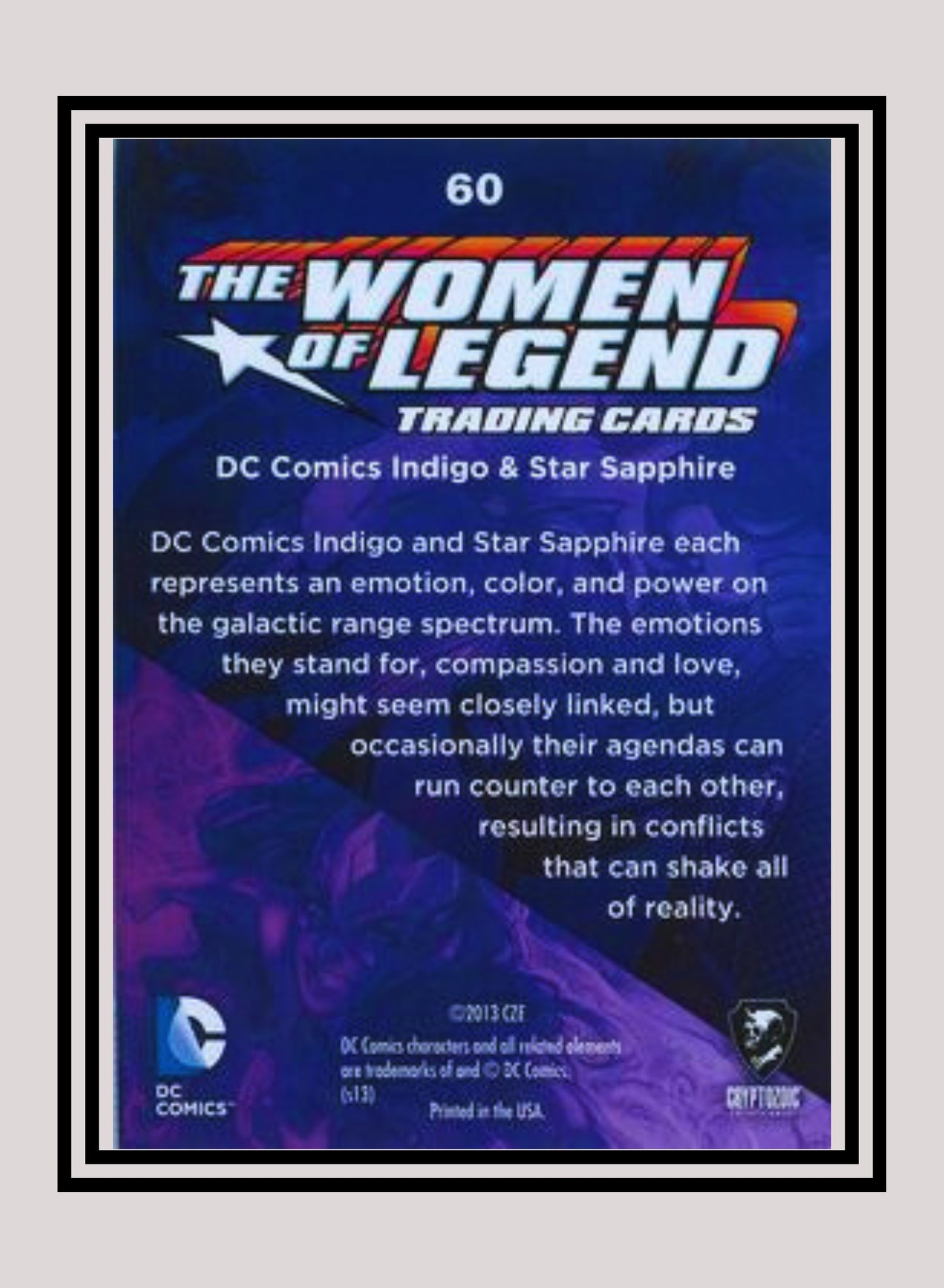 DC! 1x Indigo & Star Sapphire - Base (#60 - 2013 Cryptozoic The Women of Legend)