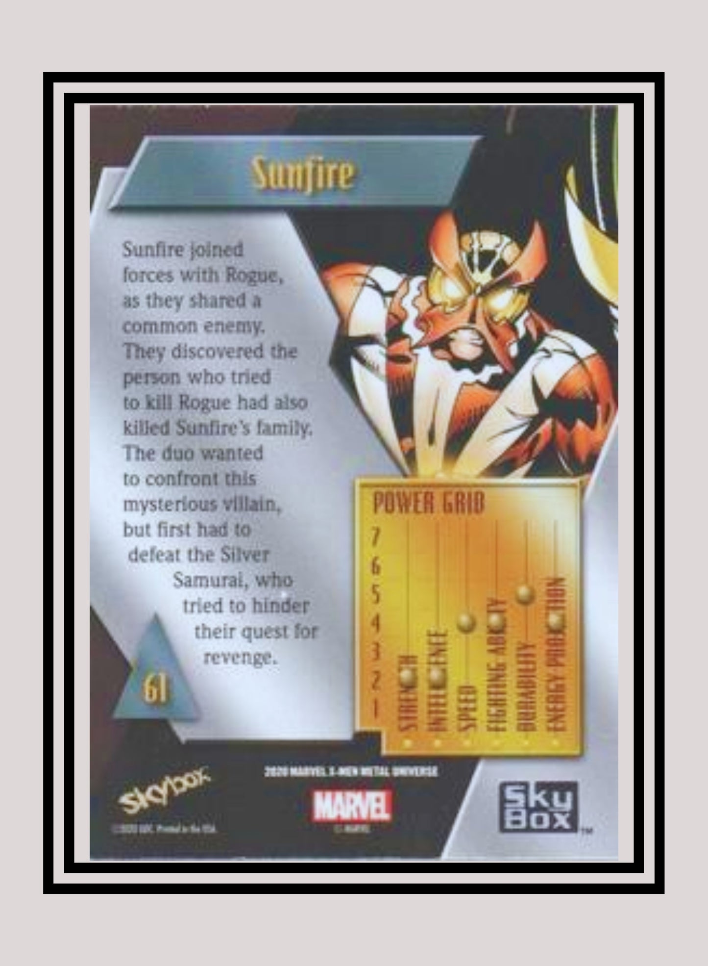 Marvel! 1x Sunfire - Base Low Series (#061 - 2021 Upper Deck X-Men Metal Universe)