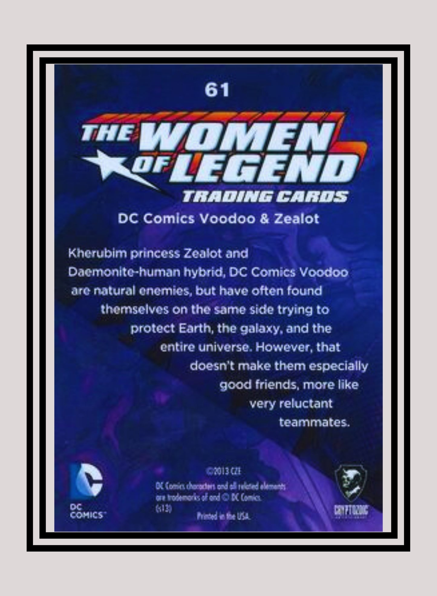 DC! 1x Voodoo & Zealot - Base (#61 - 2013 Cryptozoic The Women of Legend)