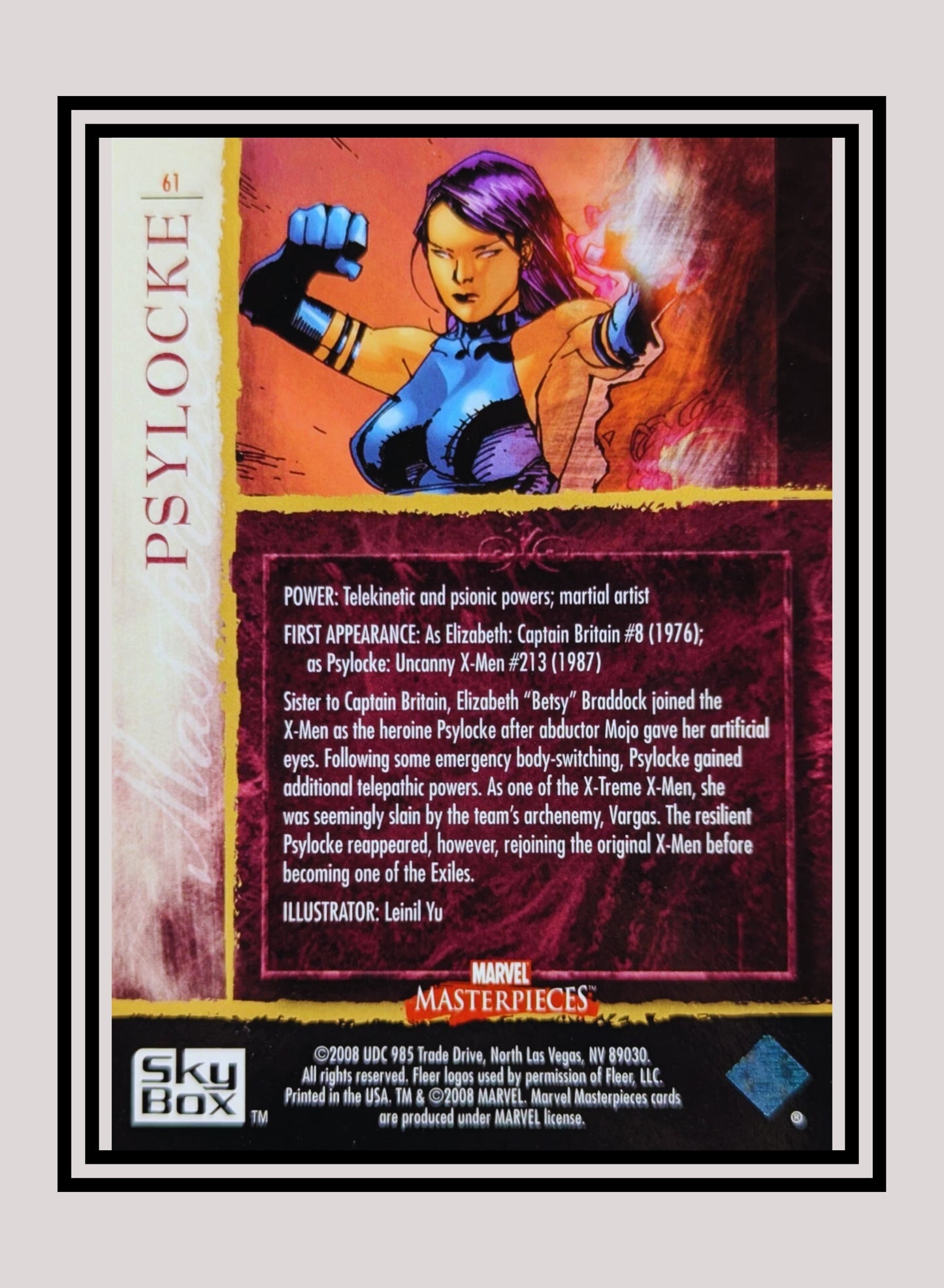Marvel! 1x Psylocke - Base (#61 - 2008 Upper Deck Marvel Masterpieces Series 2)