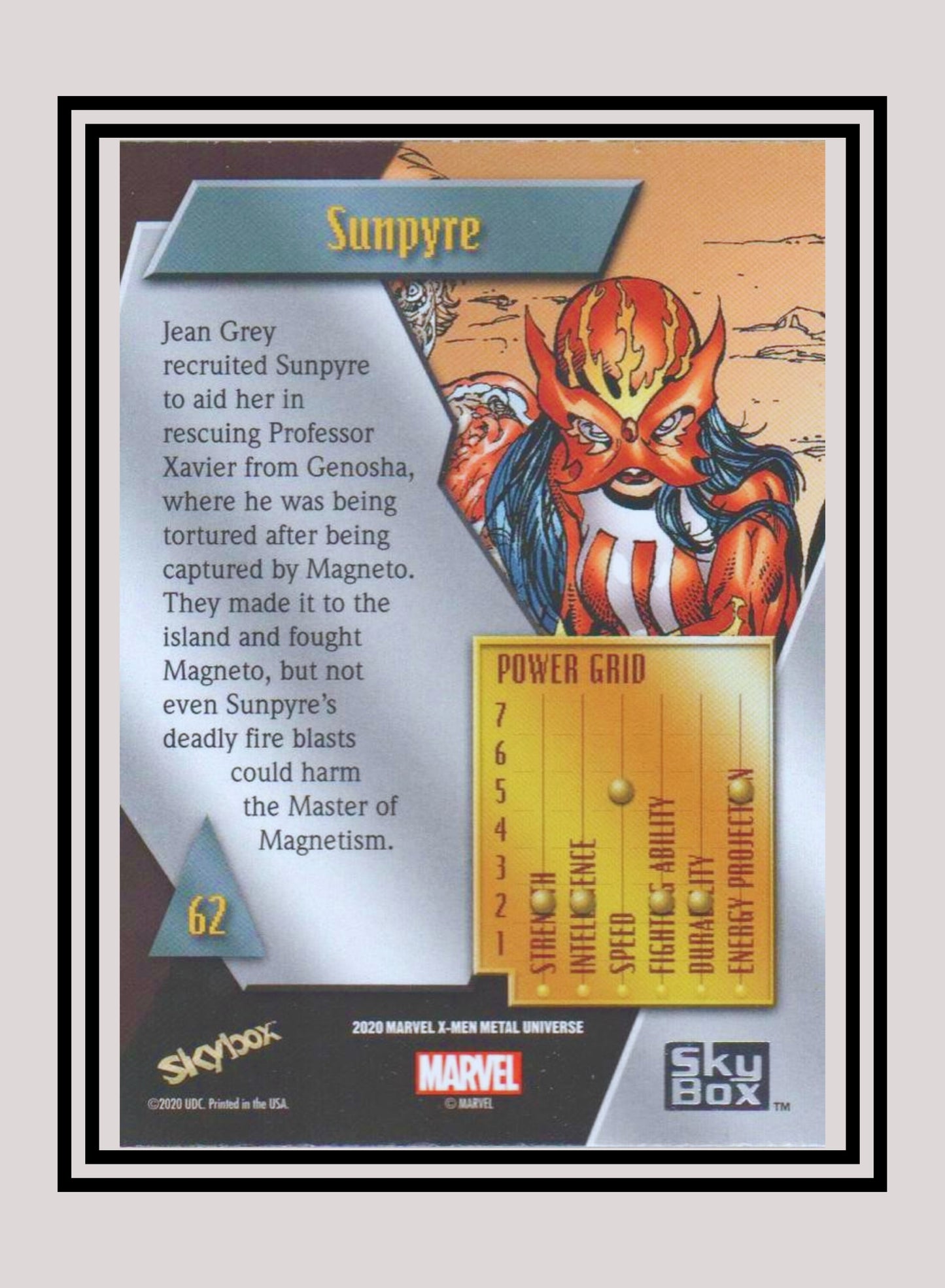 Marvel! 1x Sunpyre - Base Low Series (#062 - 2021 Upper Deck X-Men Metal Universe)