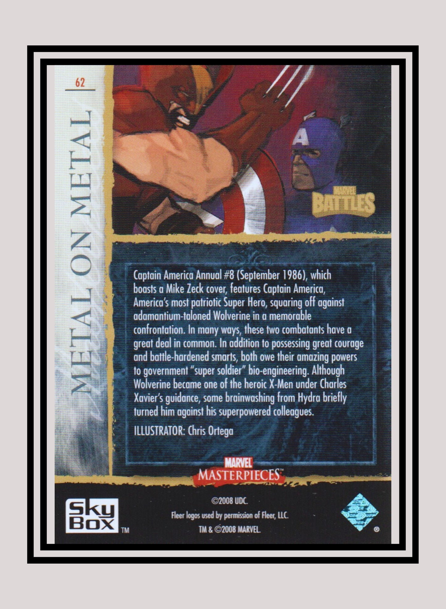 Marvel! 1x Metal on Metal - Base (#62 - 2008 Upper Deck Marvel Masterpieces Series 3)