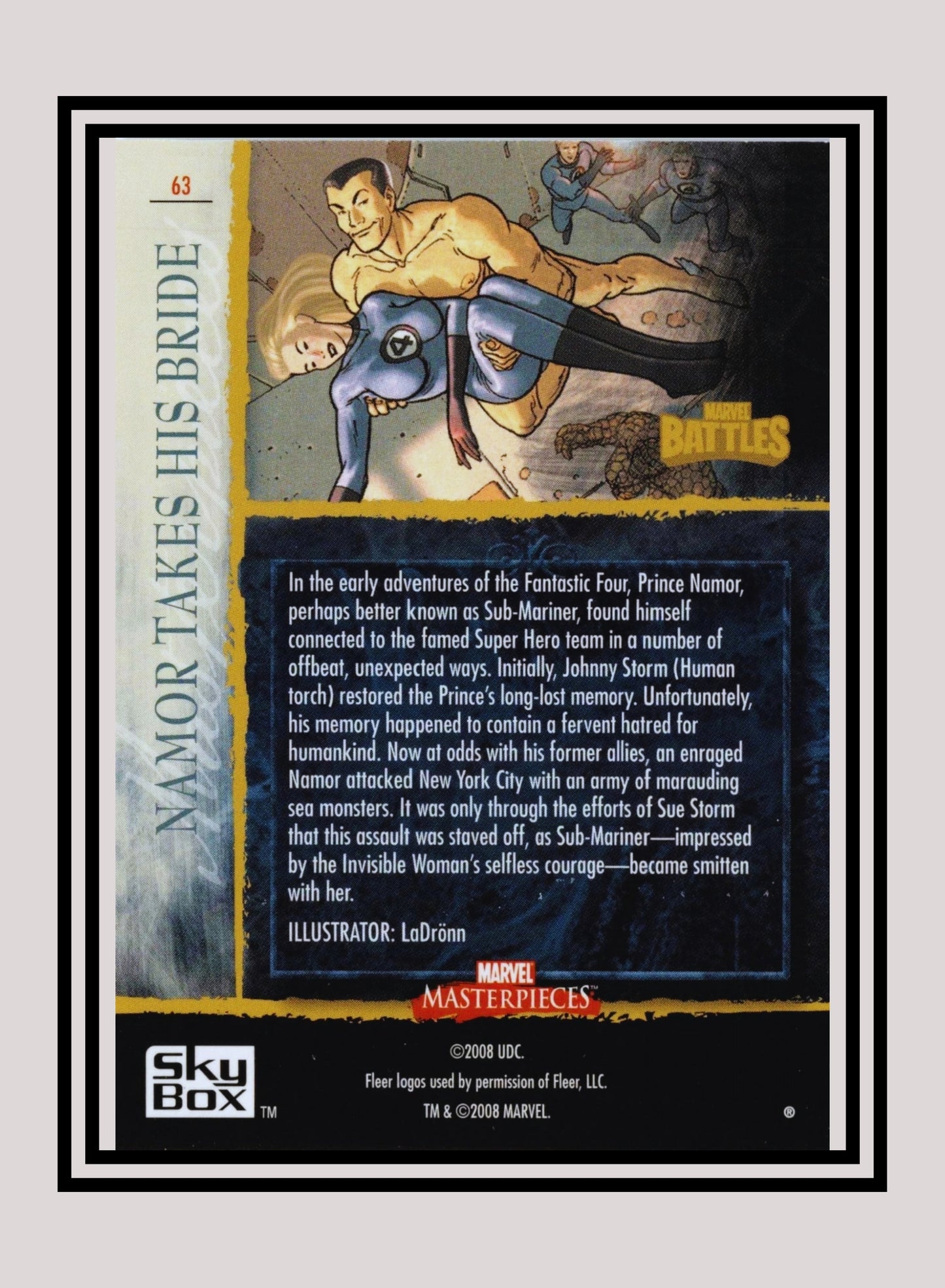 Marvel! 1x Namor Takes His Bride - Base (#63 - 2008 Upper Deck Marvel Masterpieces Series 3)