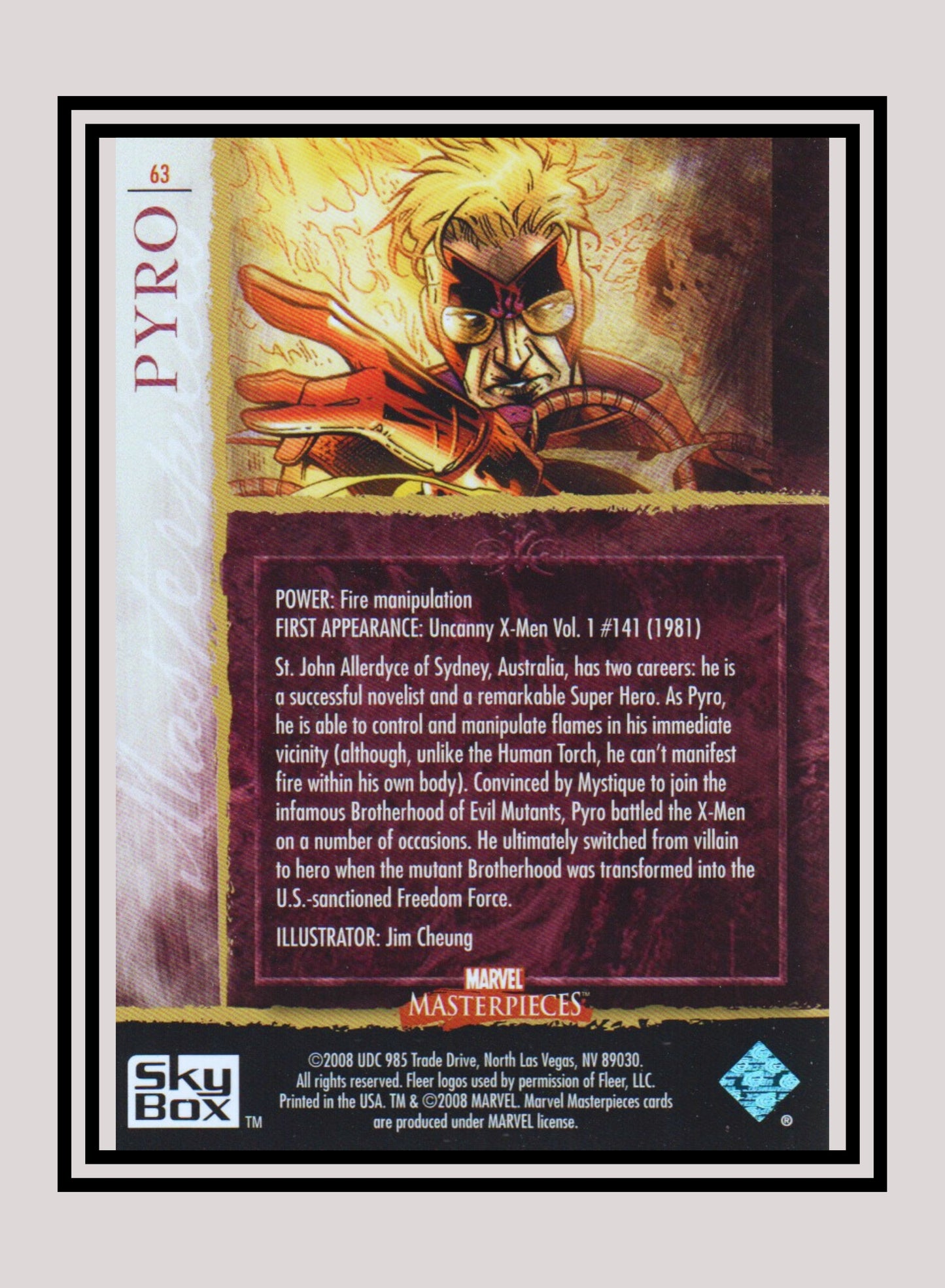 Marvel! 1x Pyro - Base (#63 - 2008 Upper Deck Marvel Masterpieces Series 2)