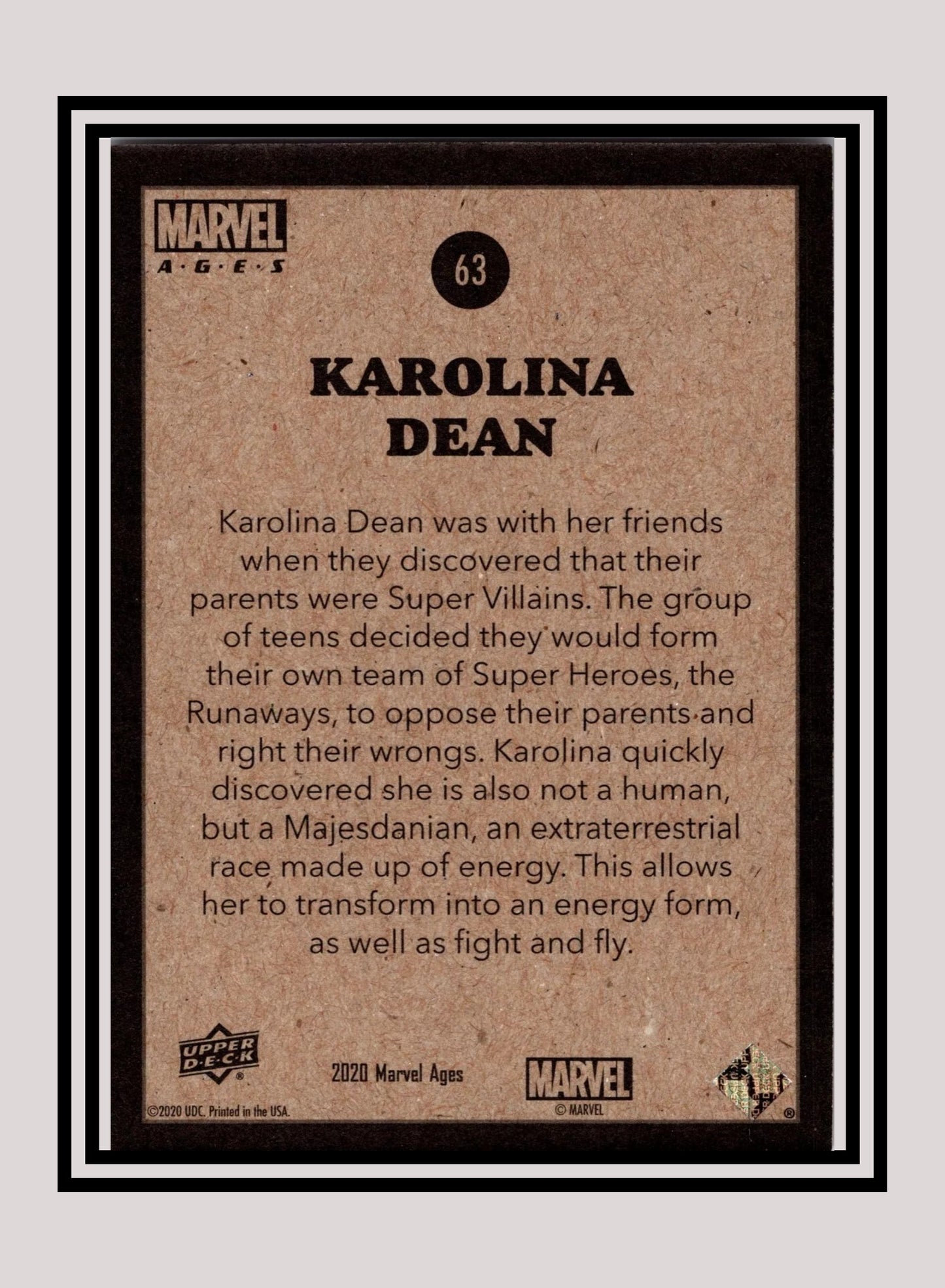 Marvel! 1x Karolina Dean - Base (#063 - 2020 Upper Deck Marvel Ages)