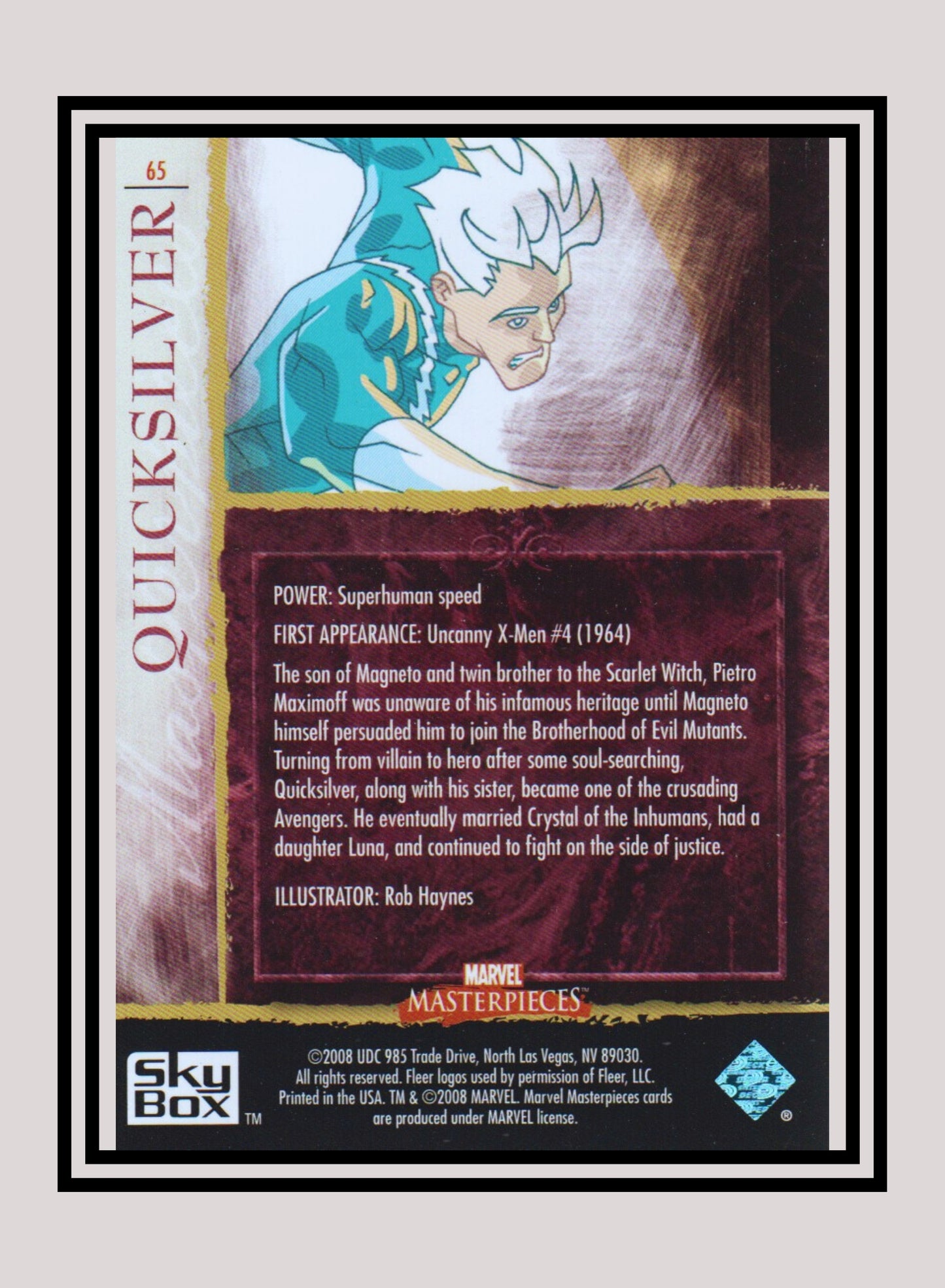 Marvel! 1x Quicksilver - Base (#65 - 2008 Upper Deck Marvel Masterpieces Series 2)