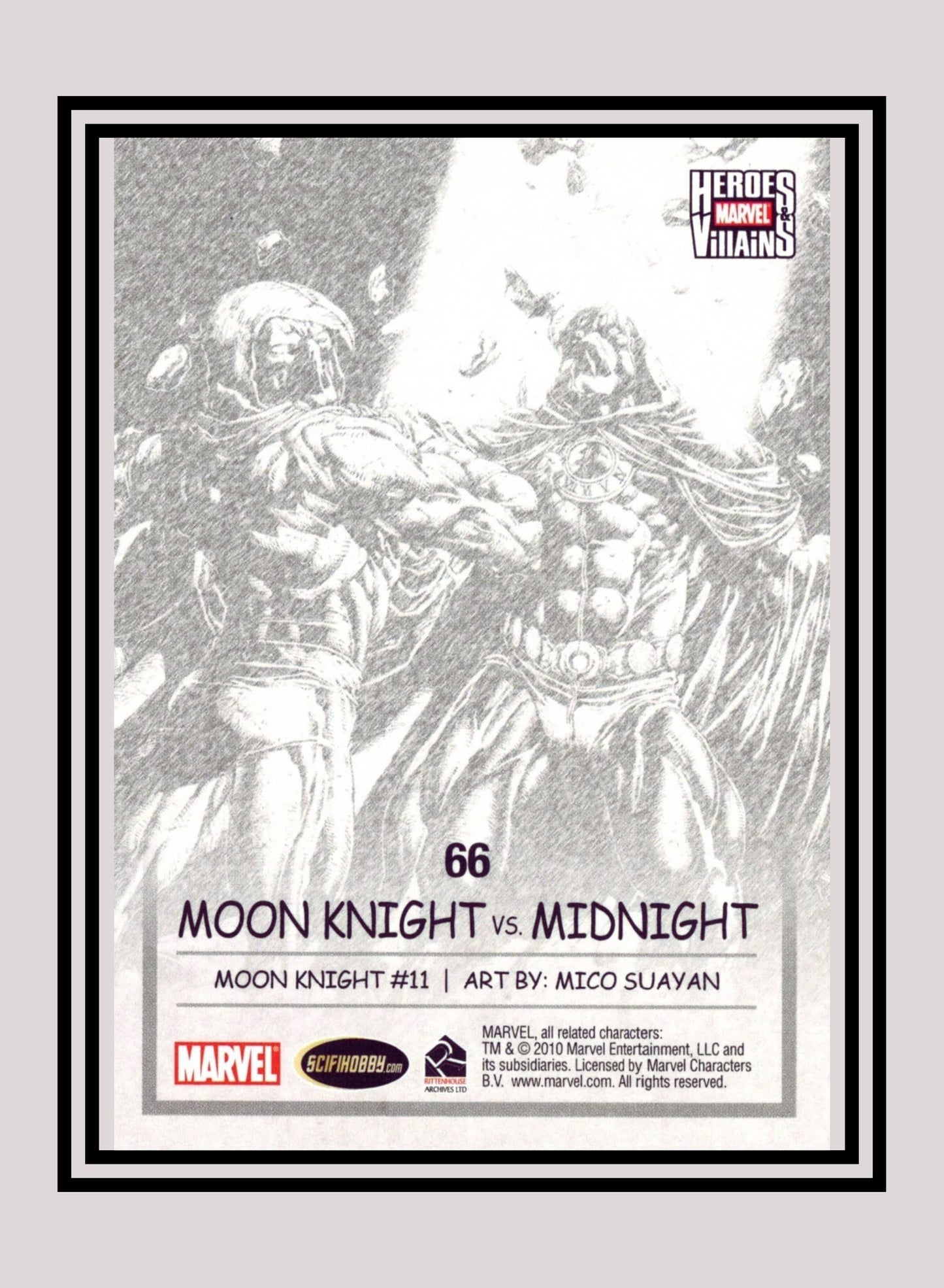 Marvel! 1x Moon Knight vs. Midnight - Base (#66 - 2010 Rittenhouse Marvel Heroes & Villains)