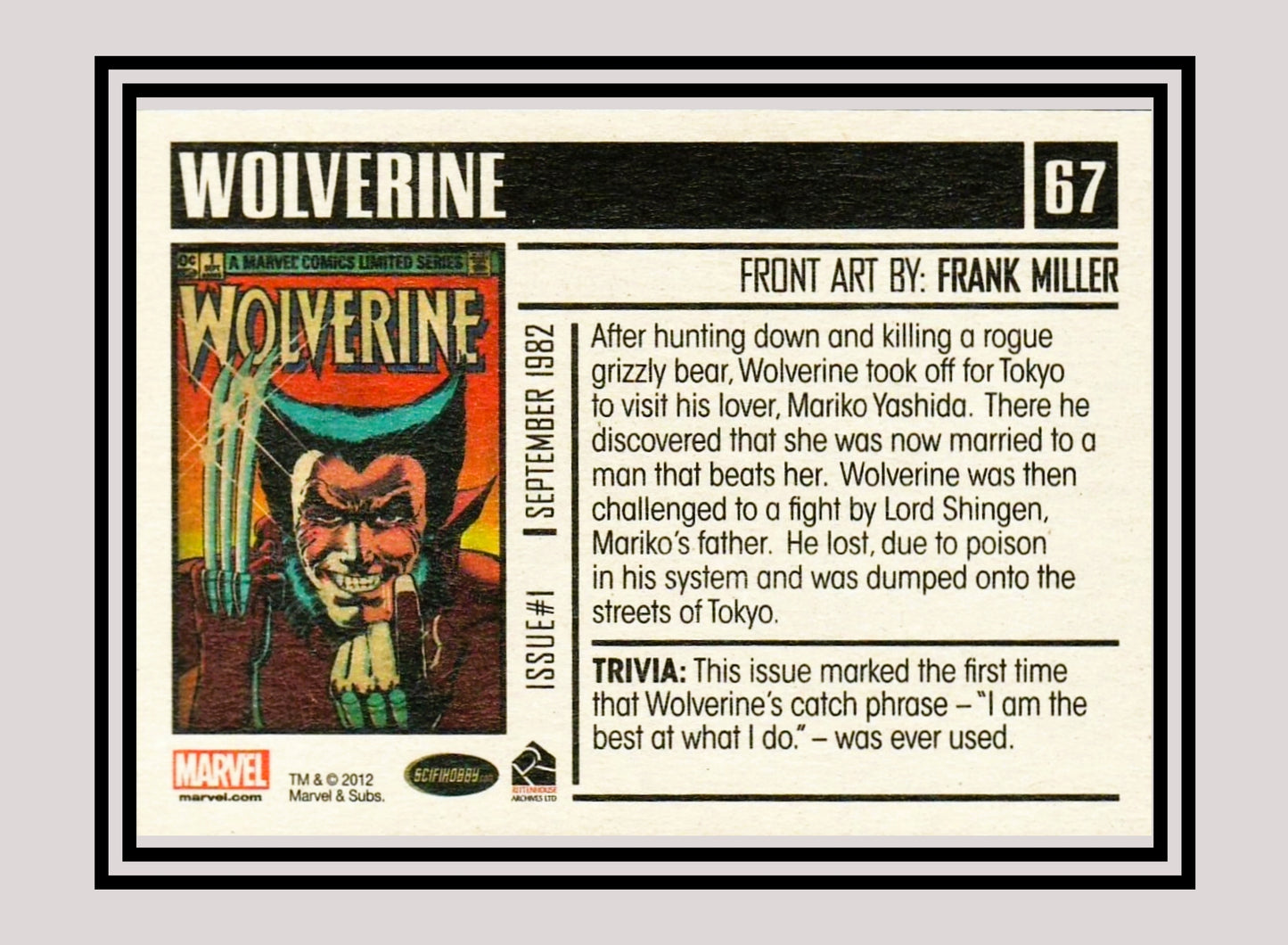Marvel! 1x Wolverine #1 - Base (#67 - 2012 Rittenhouse Marvel Bronze Age)
