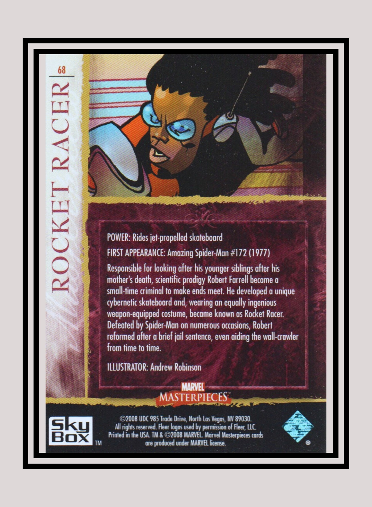 Marvel! 1x Rocket Racer - Base (#68 - 2008 Upper Deck Marvel Masterpieces Series 2)