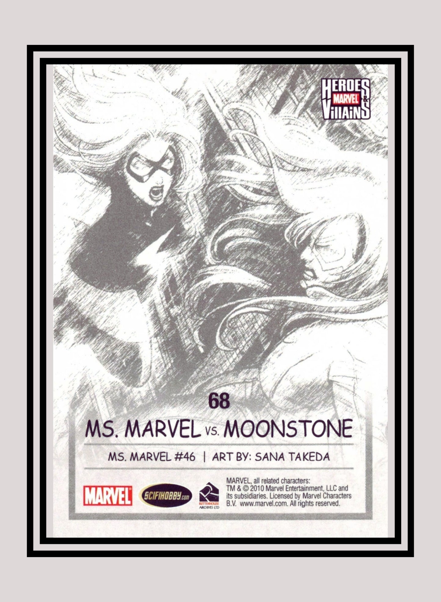 Marvel! 1x Ms. Marvel vs. Moonstone - Base (#68 - 2010 Rittenhouse Marvel Heroes & Villains)
