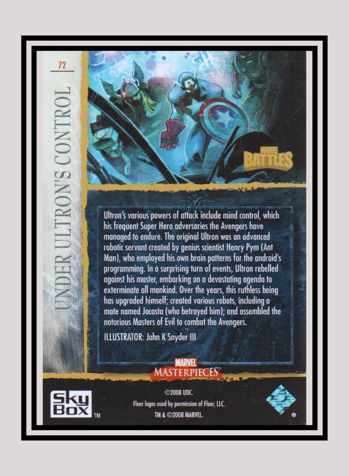 Marvel! 1x Under Ultron's Control - Base (#72 - 2008 Upper Deck Marvel Masterpieces Series 3)