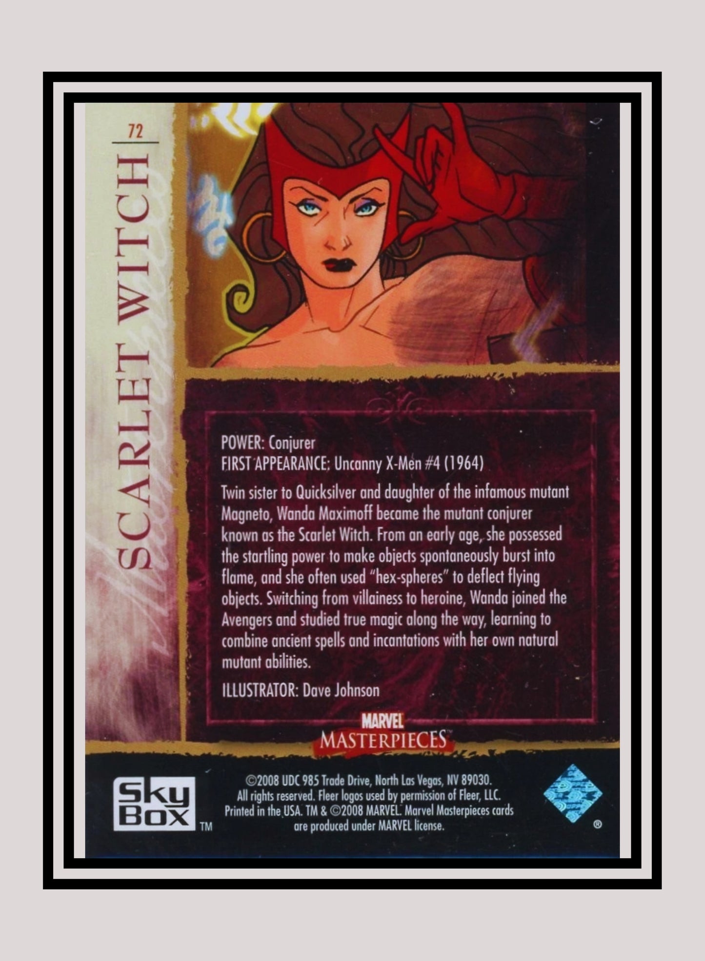 Marvel! 1x Scarlet Witch - Base (#72 - 2008 Upper Deck Marvel Masterpieces Series 2)