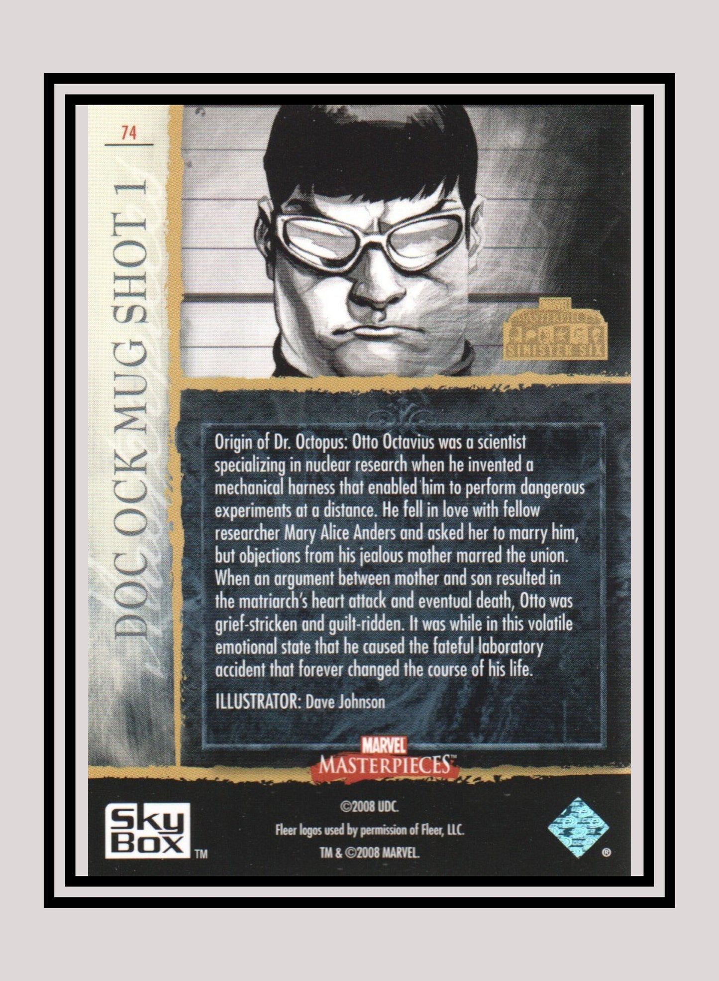 Marvel! 1x Doc Ock Mug Shot 1 - Base (#74 - 2008 Upper Deck Marvel Masterpieces Series 3)