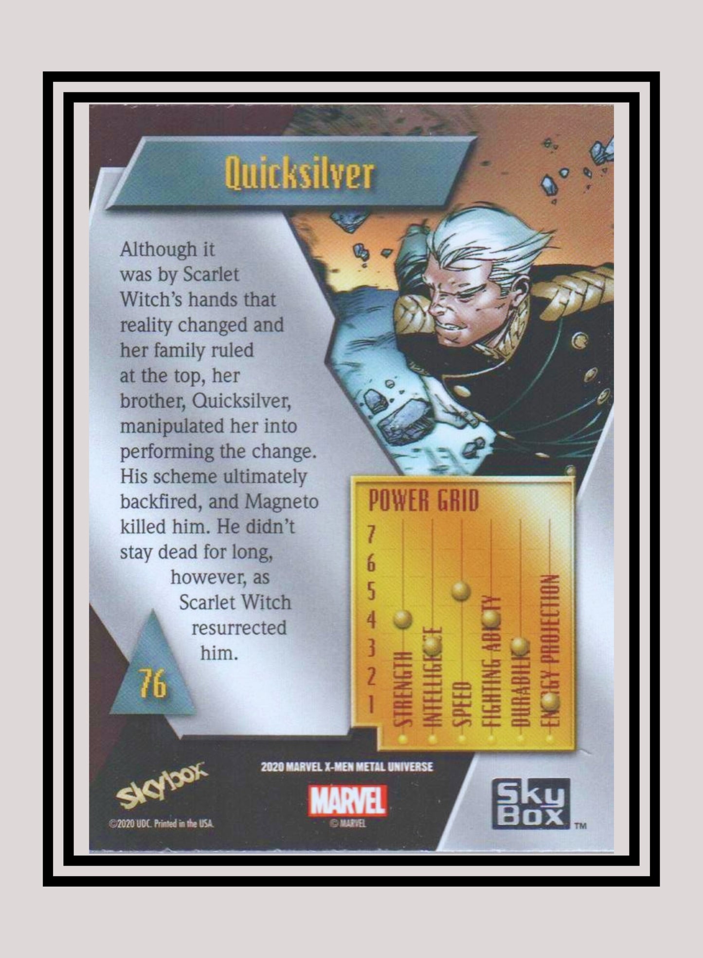 Marvel! 1x Quicksilver - Base Low Series (#076 - 2021 Upper Deck X-Men Metal Universe)