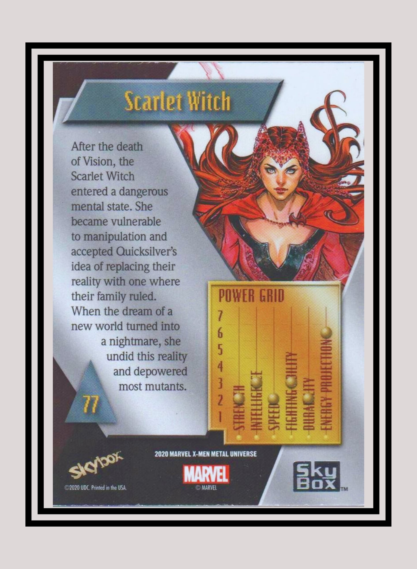 Marvel! 1x Scarlet Witch - Base Low Series (#077 - 2021 Upper Deck X-Men Metal Universe)