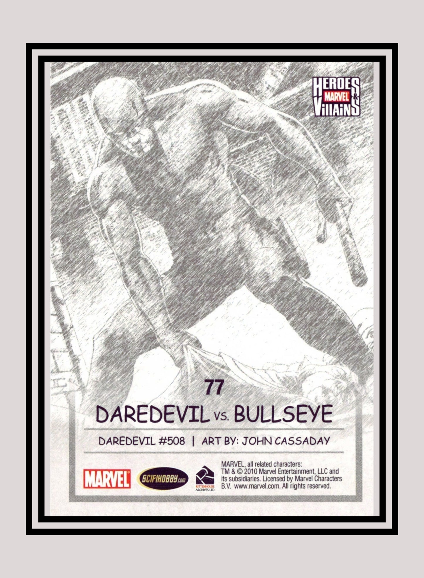 Marvel! 1x Daredevil vs. Bullseye - Base (#77 - 2010 Rittenhouse Marvel Heroes & Villains)