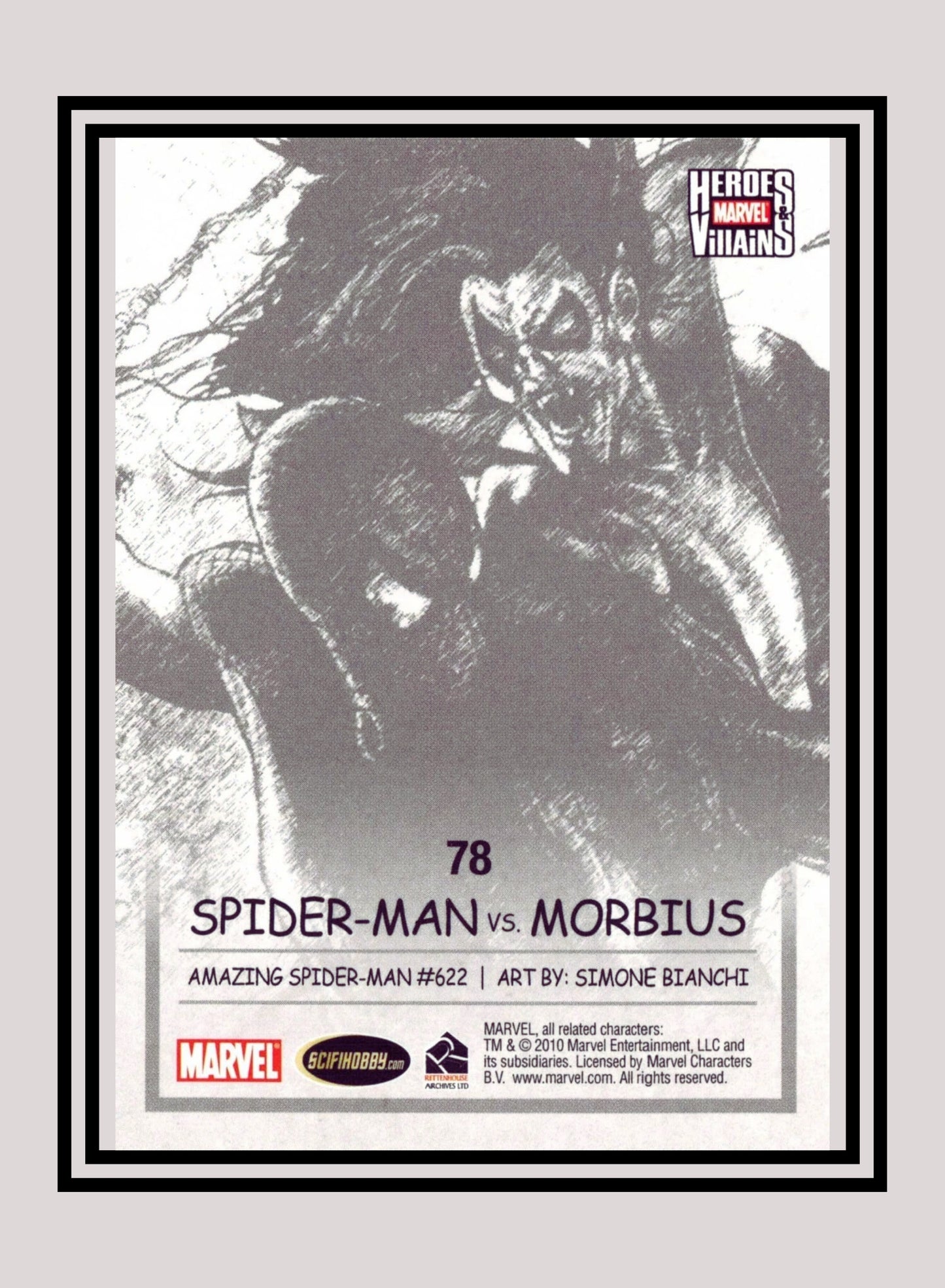 Marvel! 1x Spiderman vs. Morbius - Base (#78 - 2010 Rittenhouse Marvel Heroes & Villains)