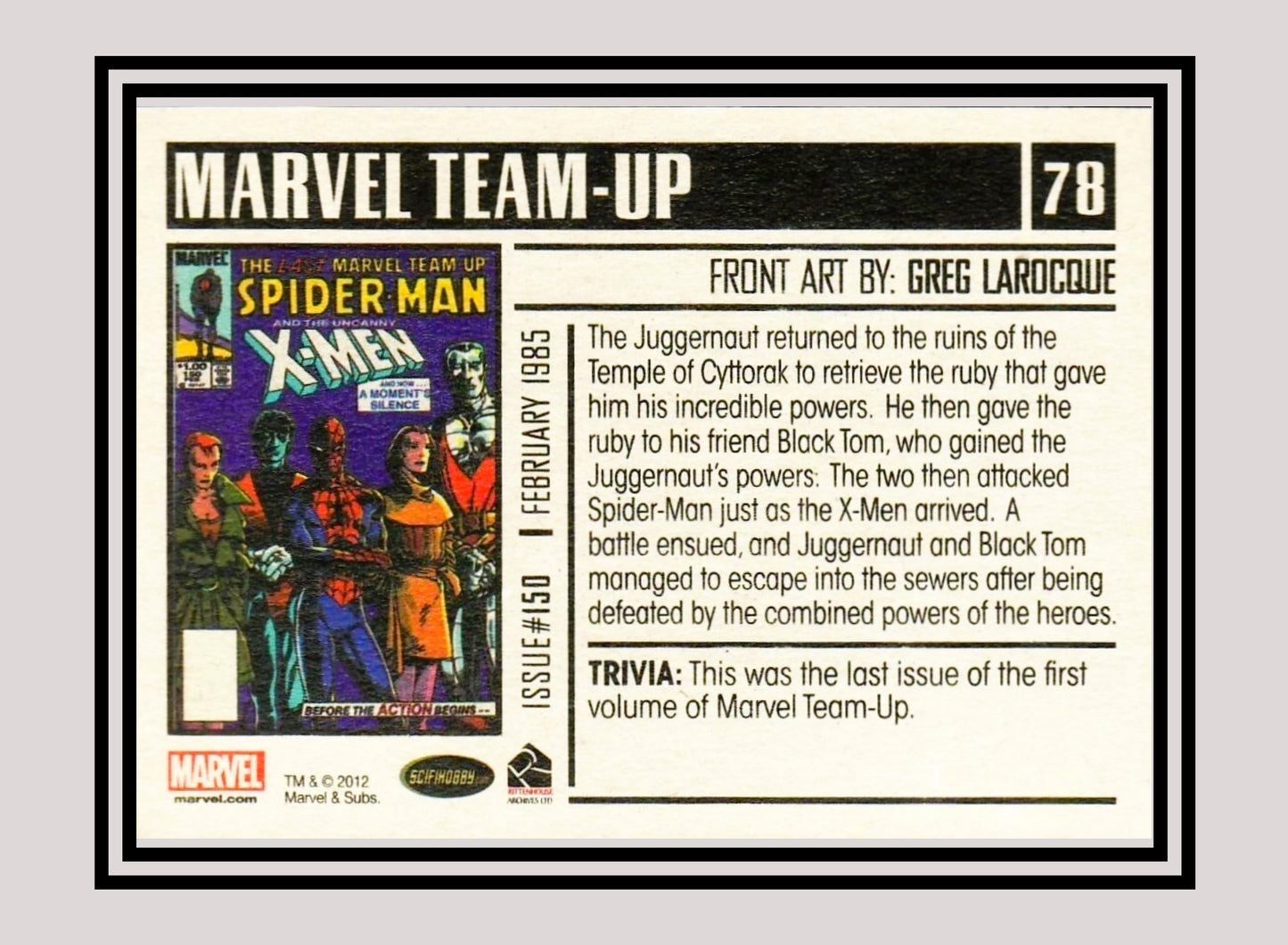 Marvel! 1x Marvel Team-Up #150: Spider-Man/X-Men - Base (#78 - 2012 Rittenhouse Marvel Bronze Age)