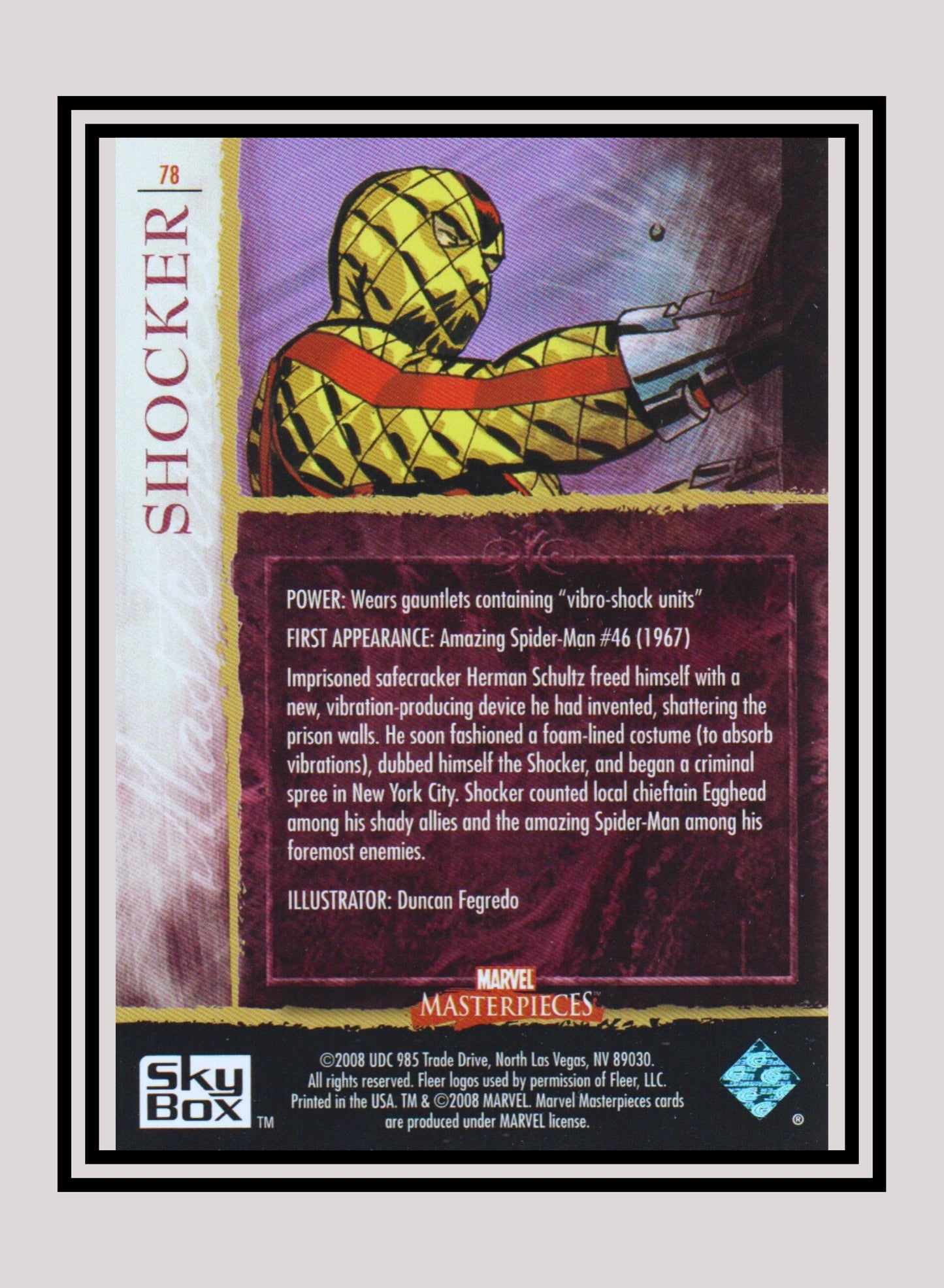 Marvel! 1x Shocker - Base (#78 - 2008 Upper Deck Marvel Masterpieces Series 2)