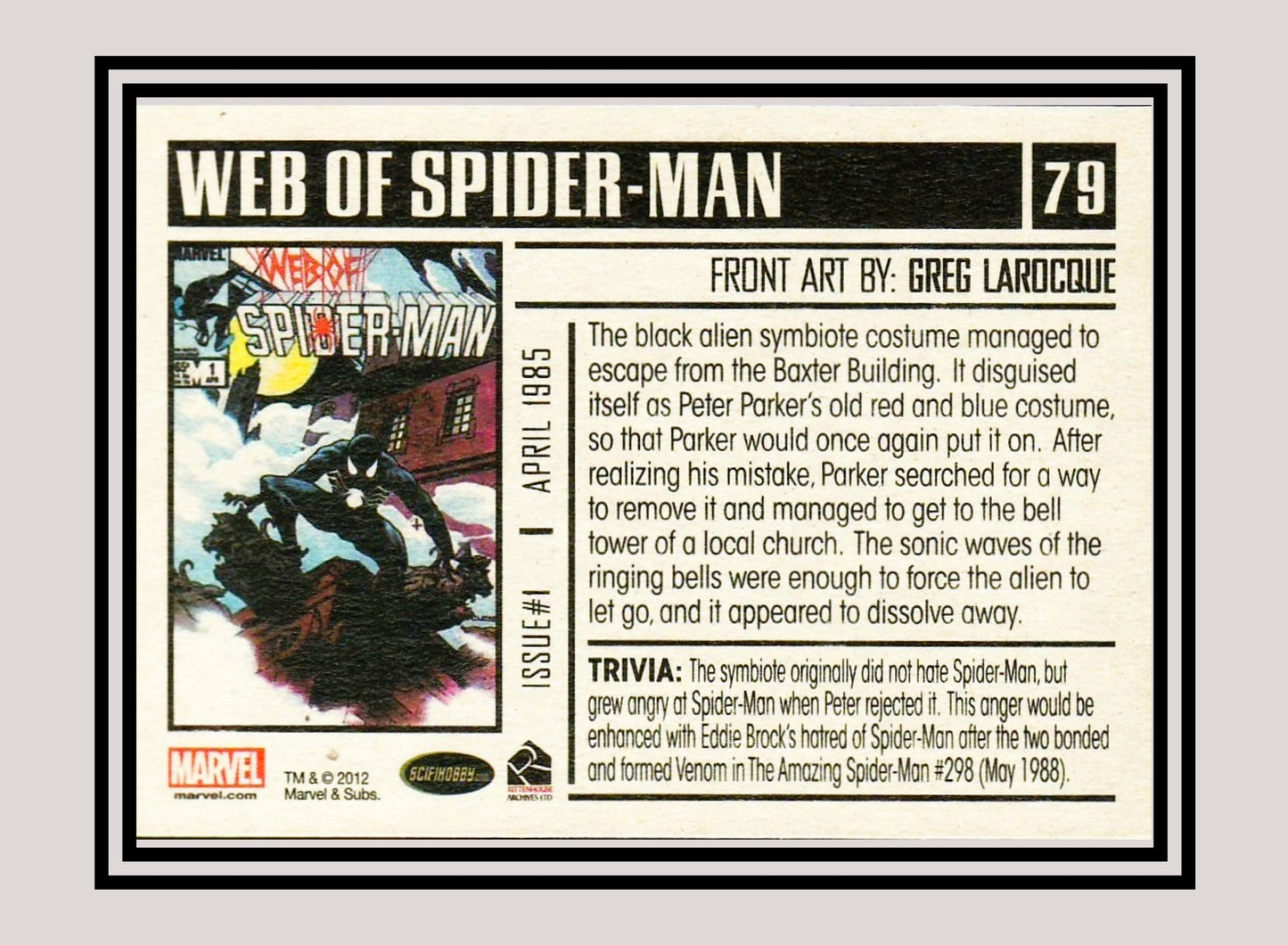 Marvel! 1x Web of Spider-Man #1 - Base (#79 - 2012 Rittenhouse Marvel Bronze Age)