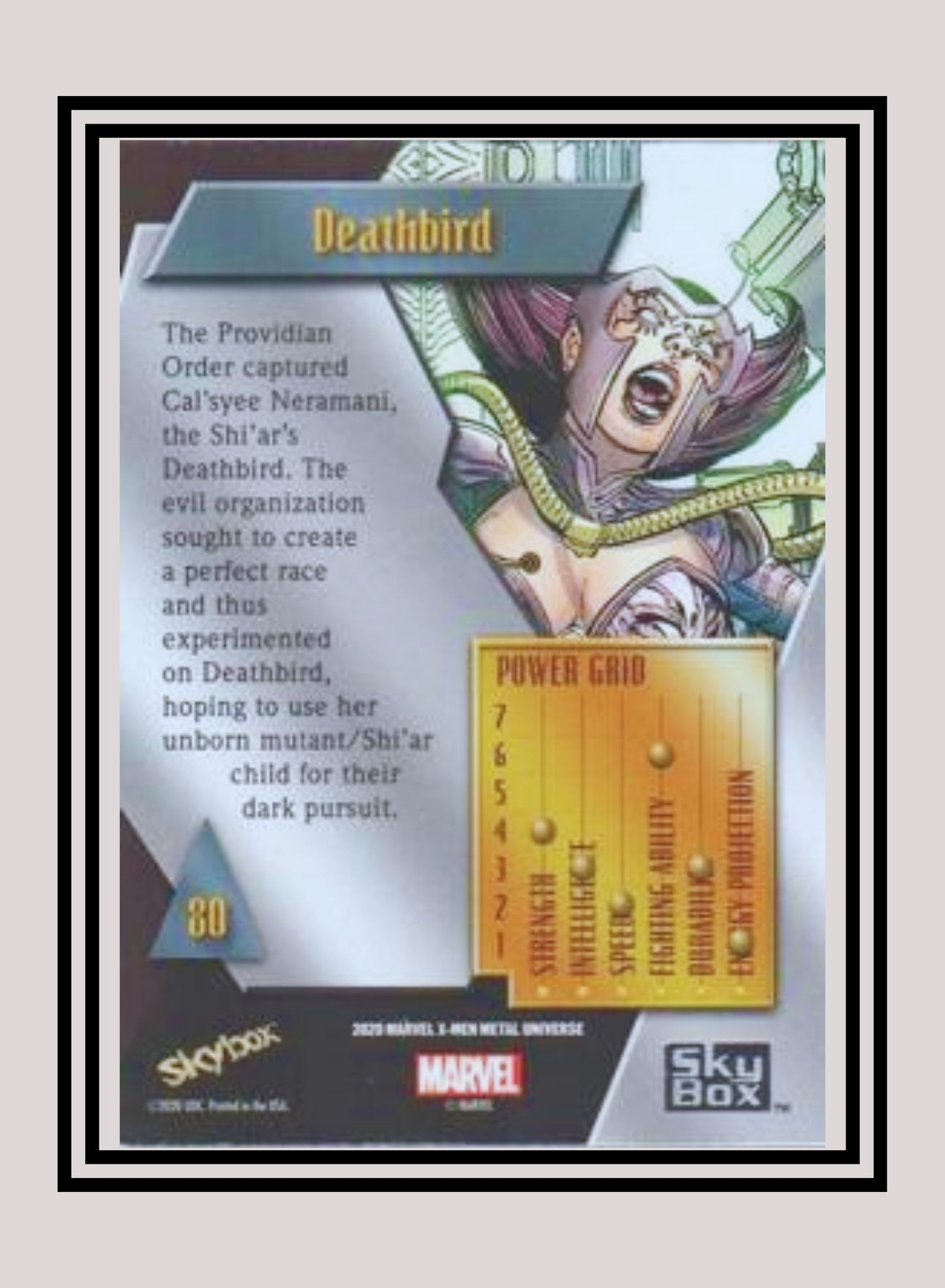 Marvel! 1x Deathbird - Base Low Series (#080 - 2021 Upper Deck X-Men Metal Universe)