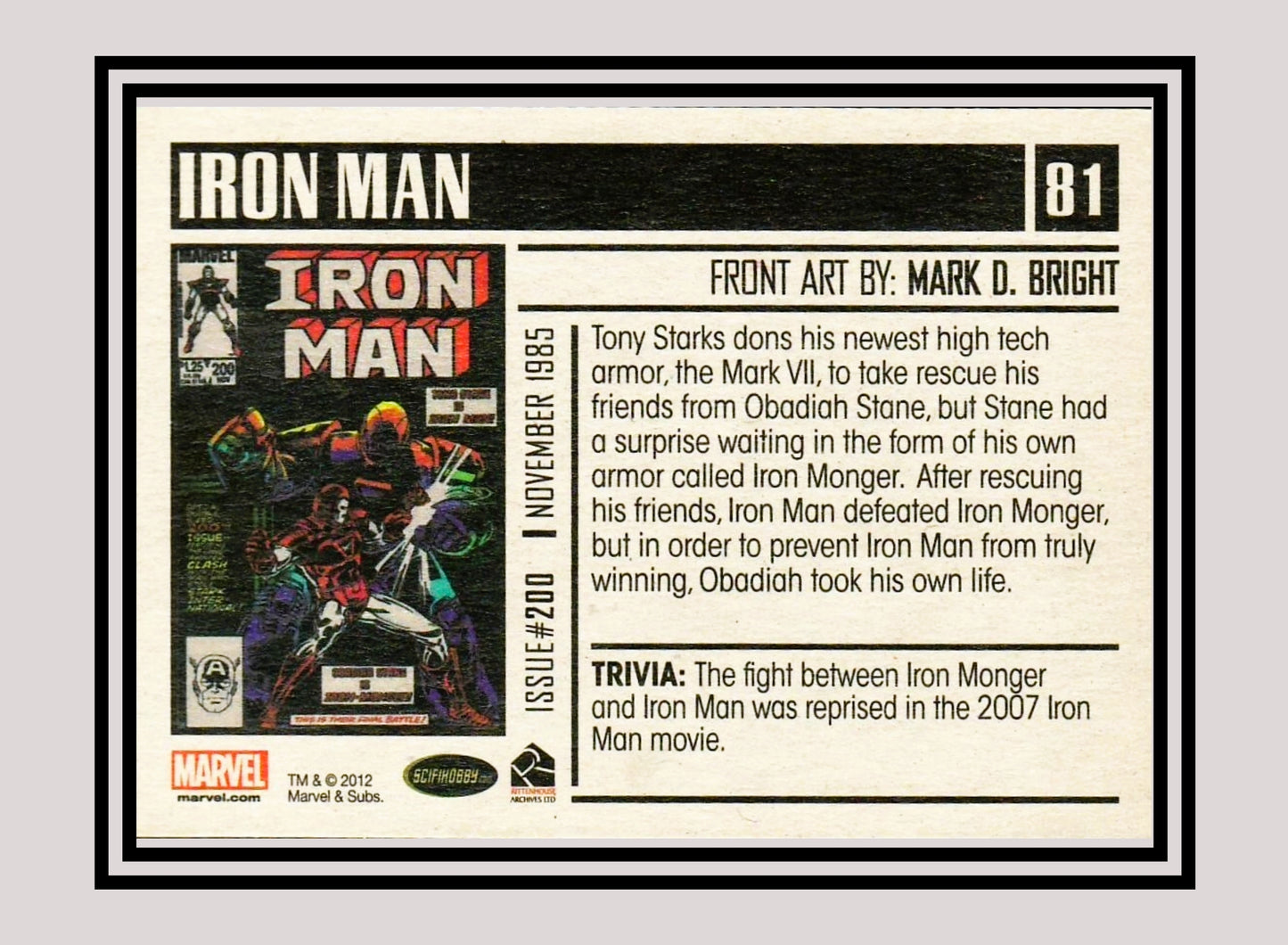 Marvel! 1x Iron Man #200 - Base (#81 - 2012 Rittenhouse Marvel Bronze Age)