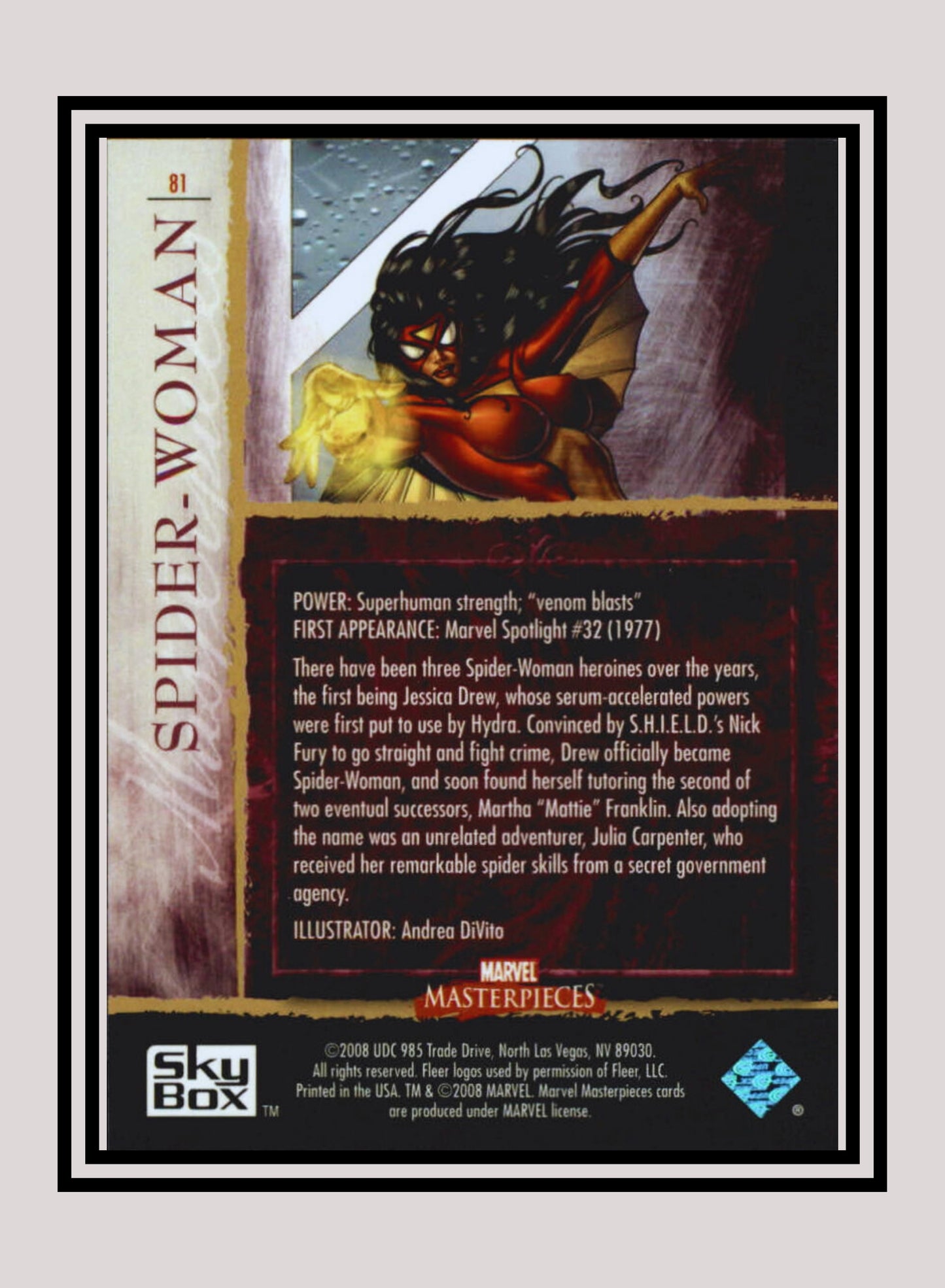 Marvel! 1x Spiderwoman - Base (#81 - 2008 Upper Deck Marvel Masterpieces Series 2)