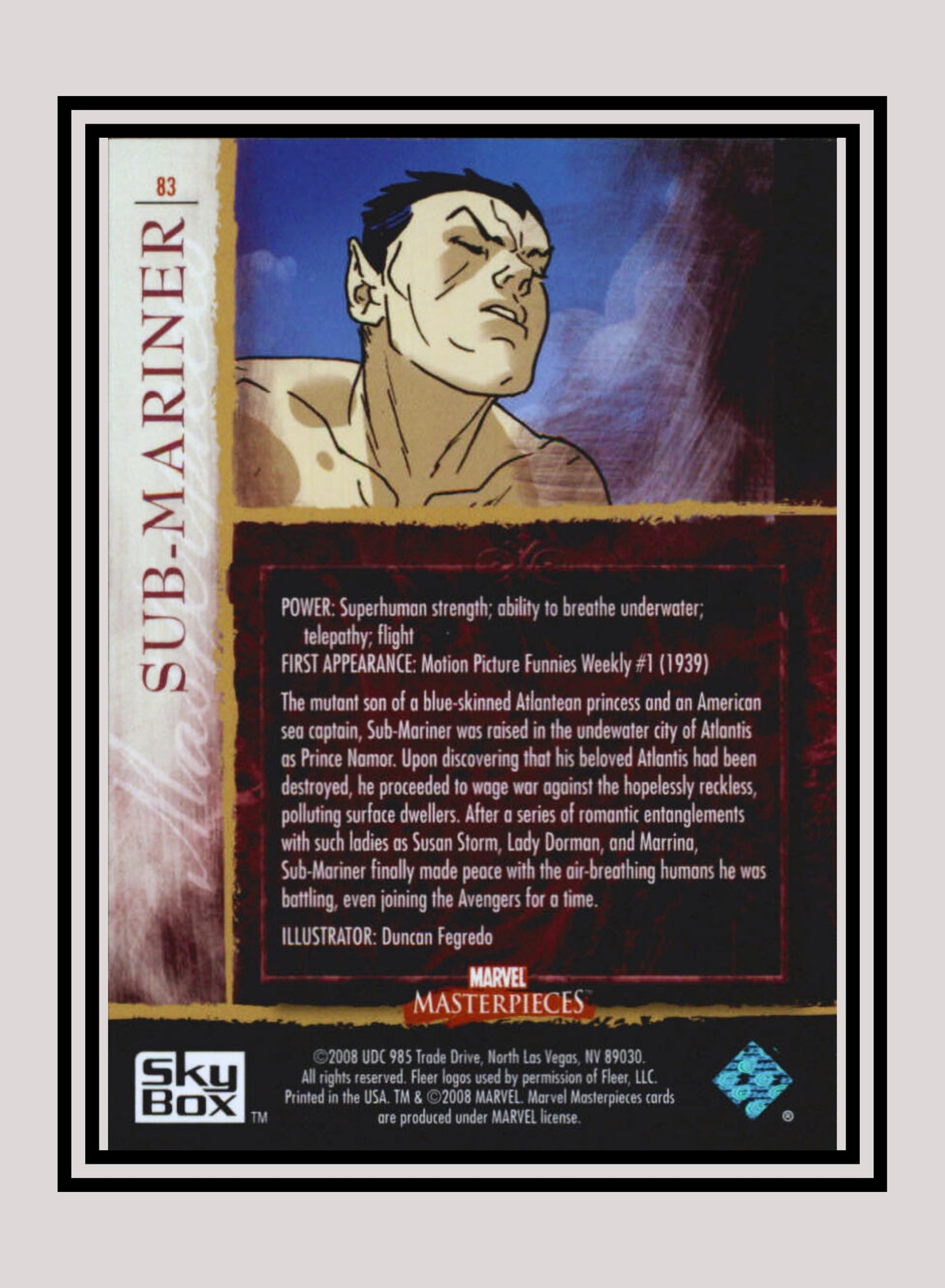 Marvel! 1x Sub-Mariner - Base (#83 - 2008 Upper Deck Marvel Masterpieces Series 2)