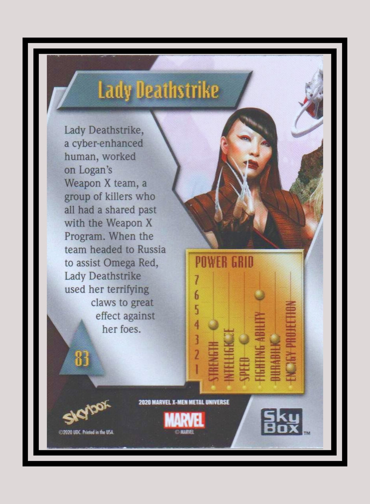 Marvel! 1x Lady Deathstrike- Base Low Series (#083 - 2021 Upper Deck X-Men Metal Universe)