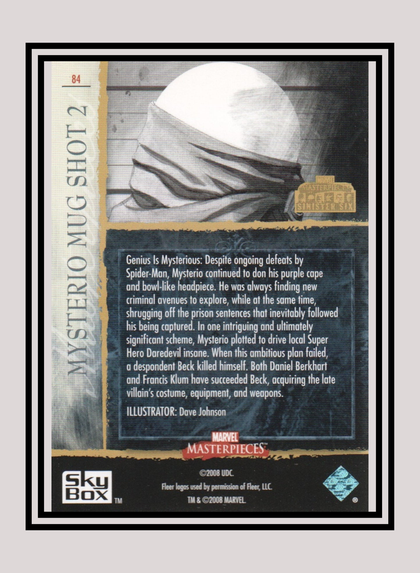 Marvel! 1x Mysterio Mug Shot 2 - Base (#84 - 2008 Upper Deck Marvel Masterpieces Series 3)