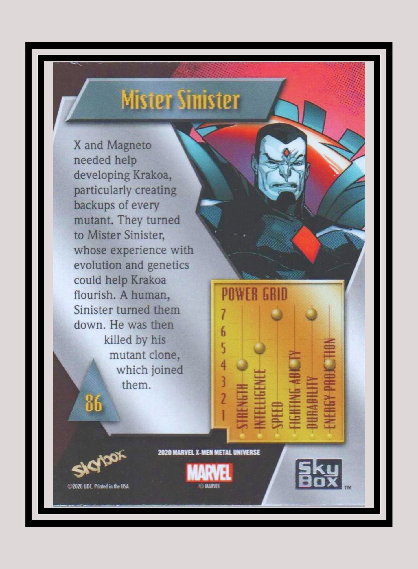 Marvel! 1x Mister Sinister - Base Low Series (#086 - 2021 Upper Deck X-Men Metal Universe)